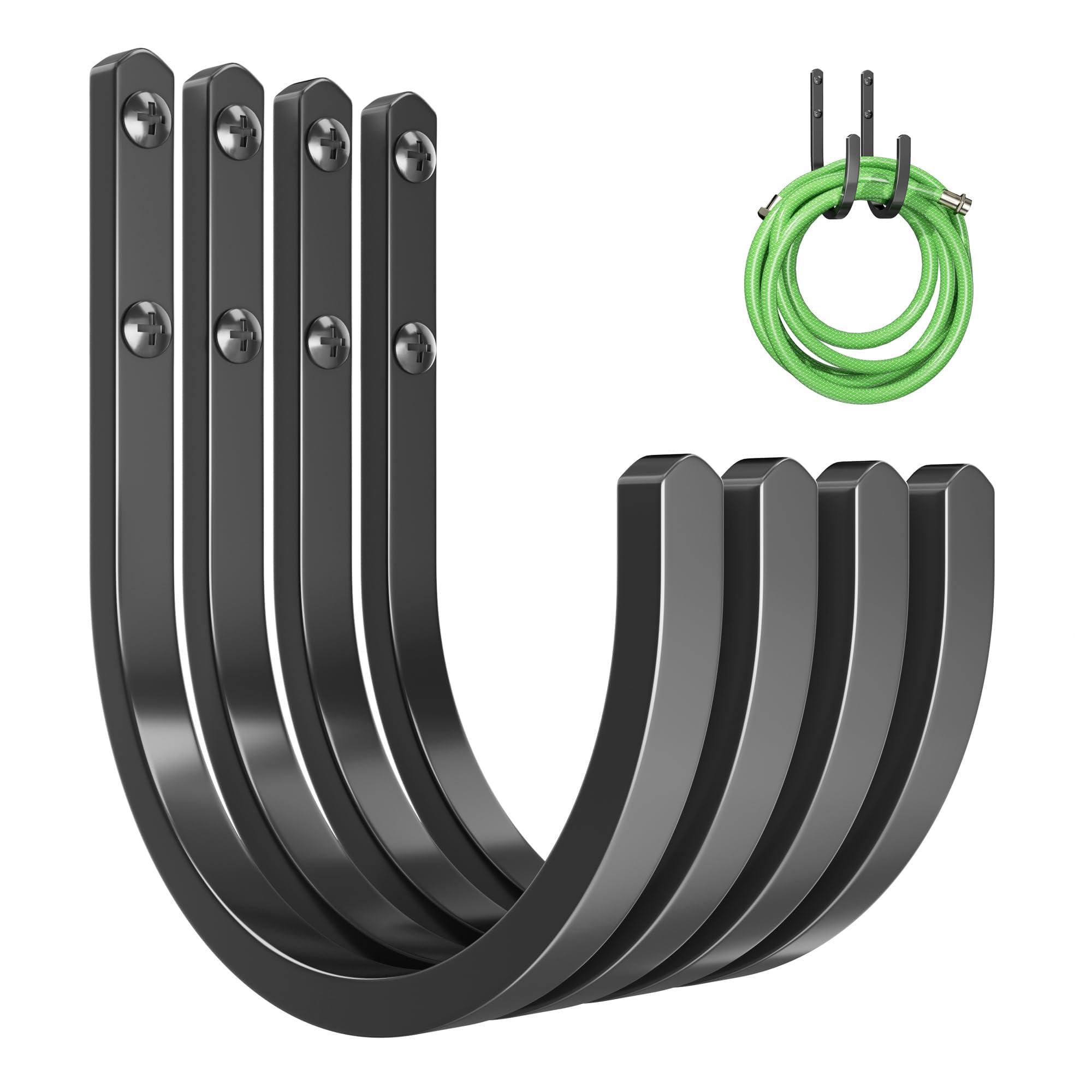 songsoso Garden Hose Holder Wall Mount - Aluminum Hose Hanger for Outside, Durable Wall-Mounted Hose Holder for Garden & Outdoor Use（4 Hooks）