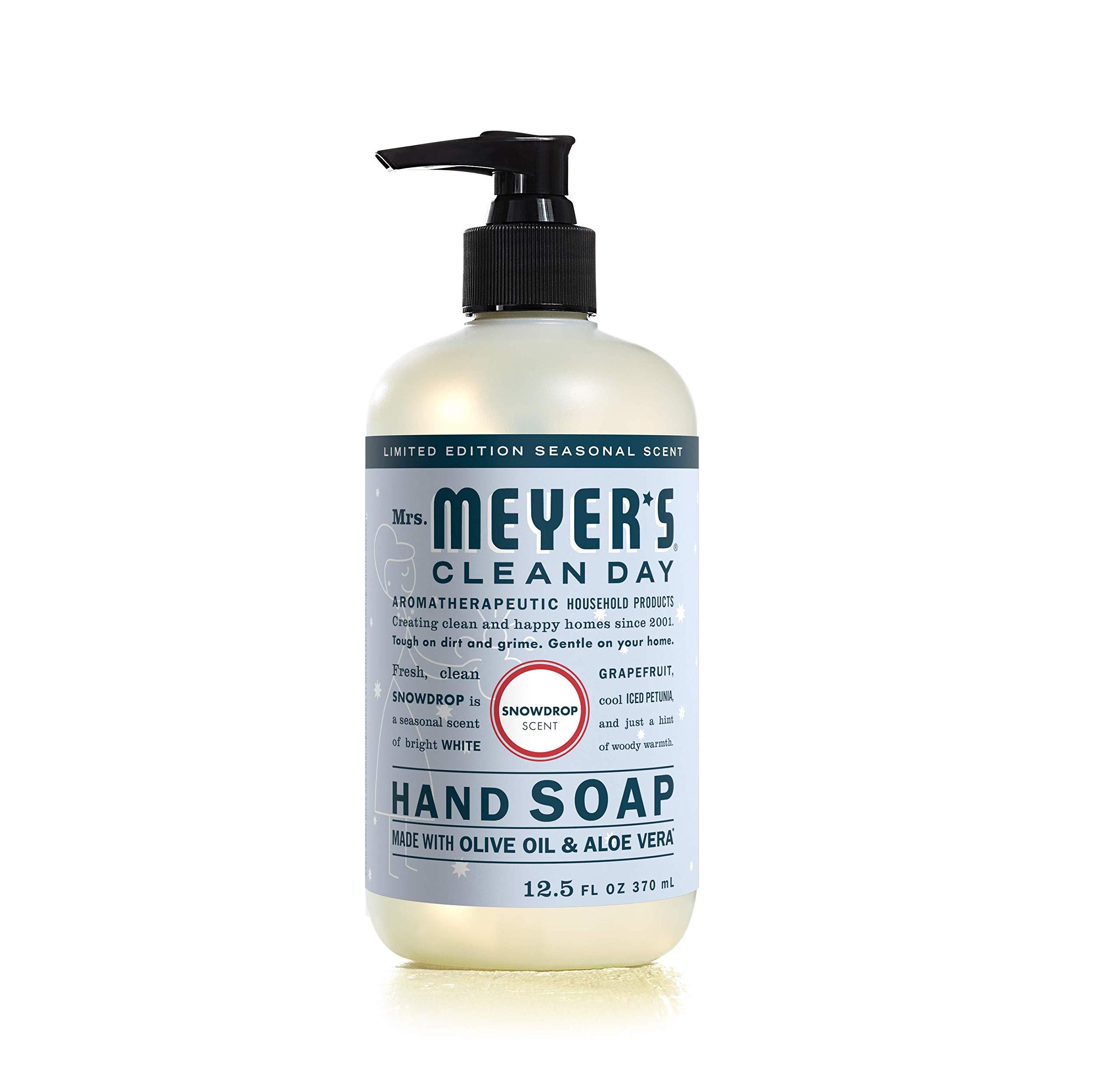 MRS. MEYER'S CLEAN DAY Hand Soap, Made with Essential Oils, Biodegradable Formula, Snowdrop, 12.5 fl. oz