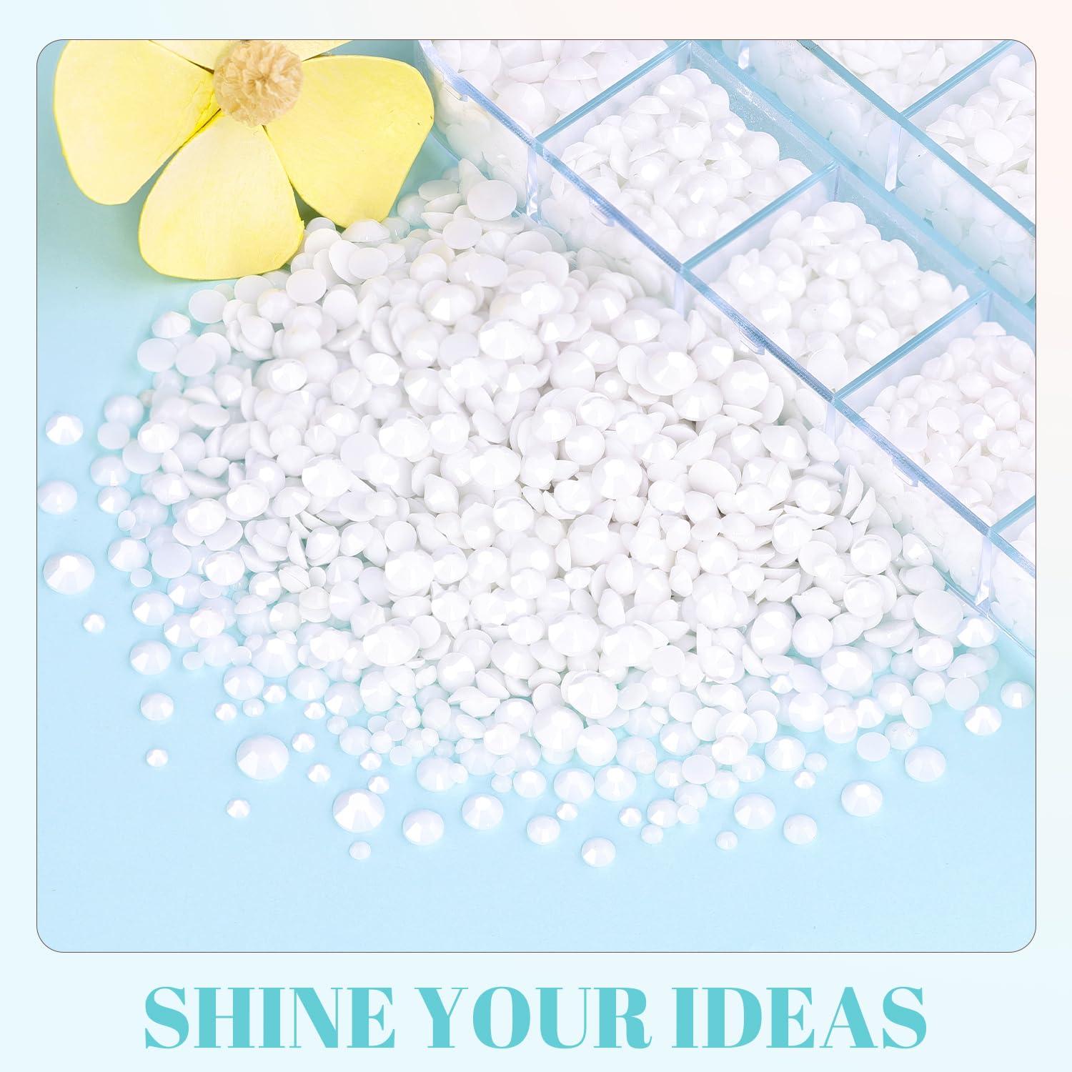 6100Pcs Resin Rhinestones for Crafting with 2Pcs 10ml B7000 Jewelry Glue, 1 Box Flatback Crystals Diamond (White) for Bedazzling Crafts DIY Nail Art Non Hotfix Gems for Clothing Shoes - Image 7