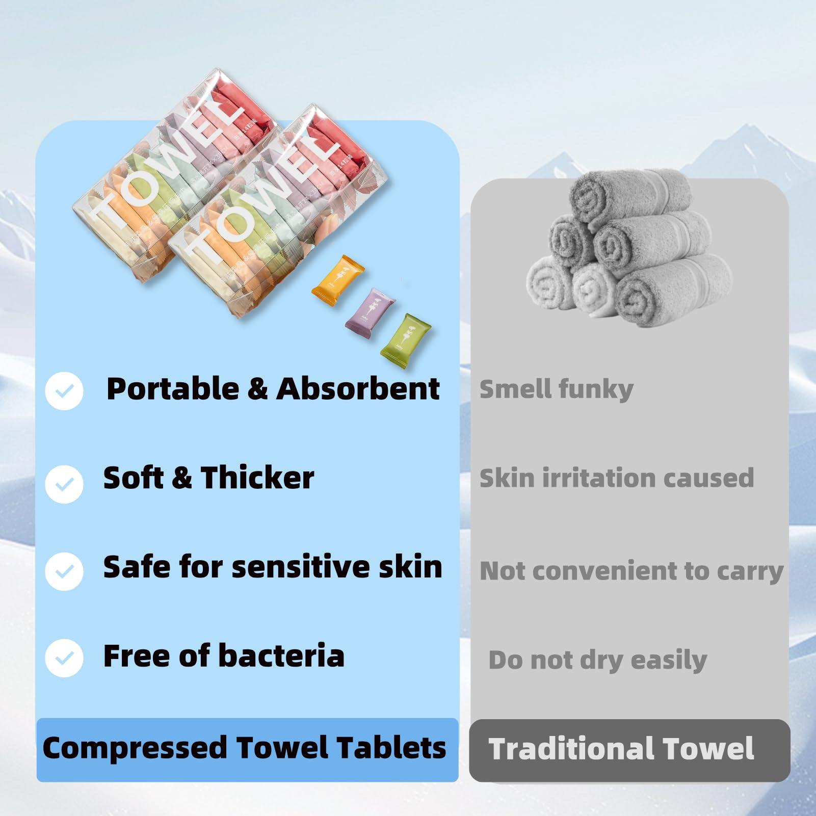 Dzronda Disposable Compressed Towels, Portable Compressed Towel Tablets, 28Pcs Travel Wash Cloth, Thicker Super Absorbent Wash Cloths for Travel, Face Towel Ideal for Outdoor Camping Hiking (28Pcs) - Image 3