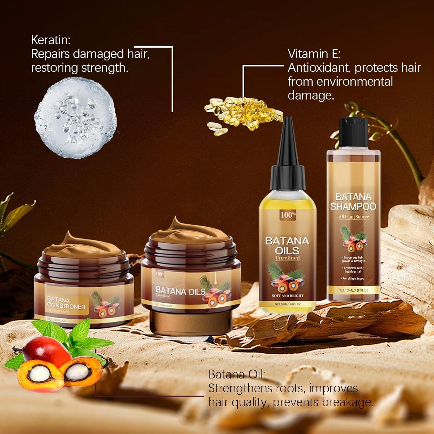 Batana Oil Shampoo and Conditioner Set - Unrefined Batana Mask & Oil for Hair Growth & Loss, Natural Care Set for All Hair Types - Image 5
