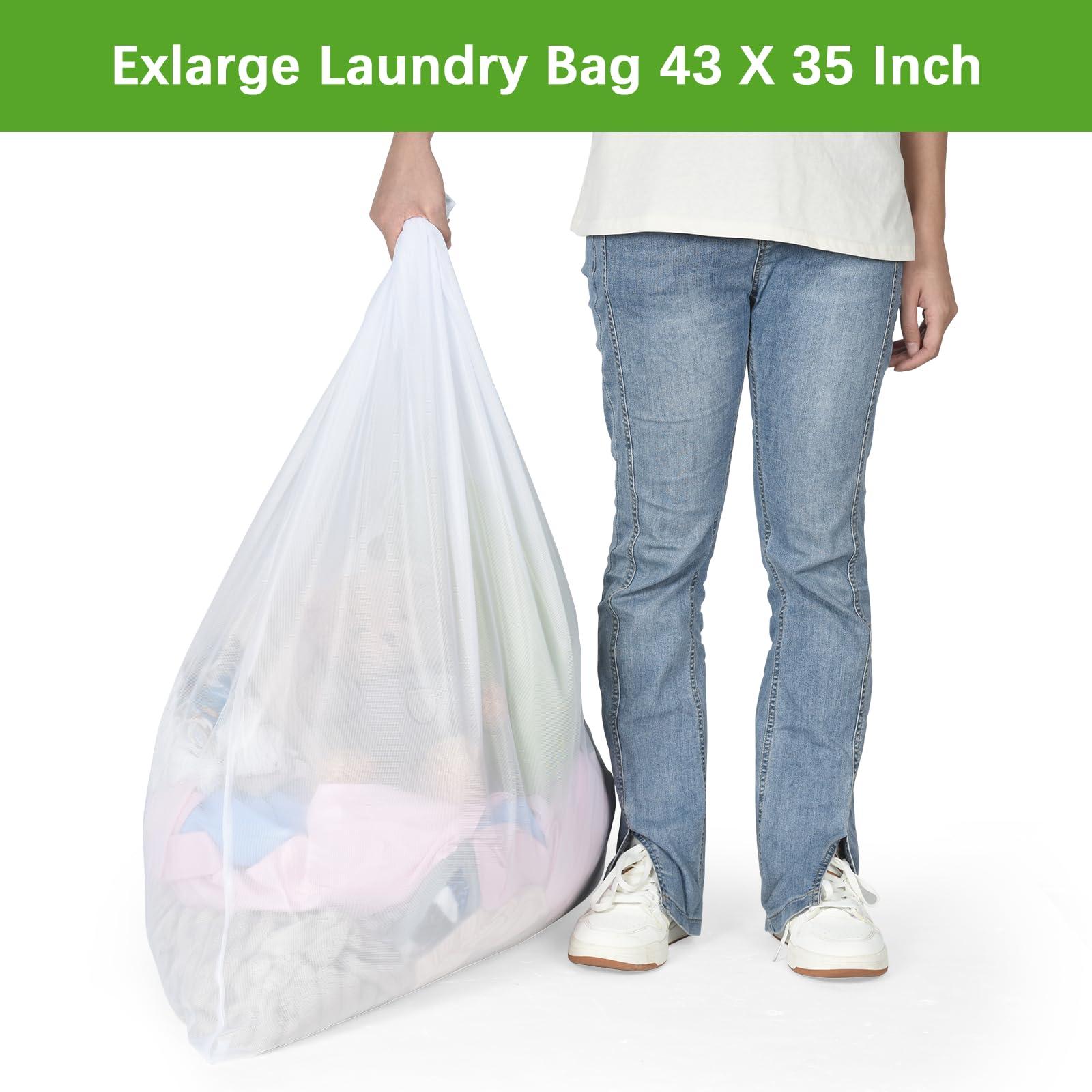 OTraki Large Washing Machine Bag 2 Pack 43 x 35in XL Mesh Laundry Bags 2 Pack Heavy Duty Zipper Big Dryer Wash Net for Delicates Bedding Blanket Pet Bed Camp Travel Dorm Jumbo Netted Organizer White - Image 7