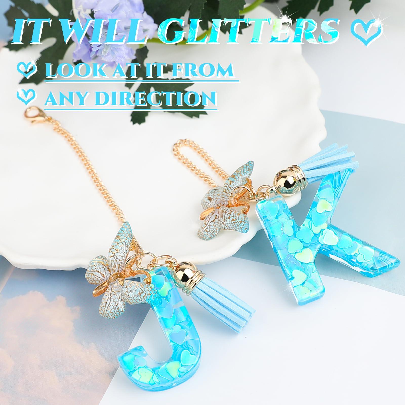 DECZHIYU Initial Charms for Stanley Cup Accessories, Letter J Charms for Stanley Cup with Handle, Blue Charm for Key Purse Handbags Backpacks, Cute Initial Letter Charm with Butterfly Tassel - Image 3