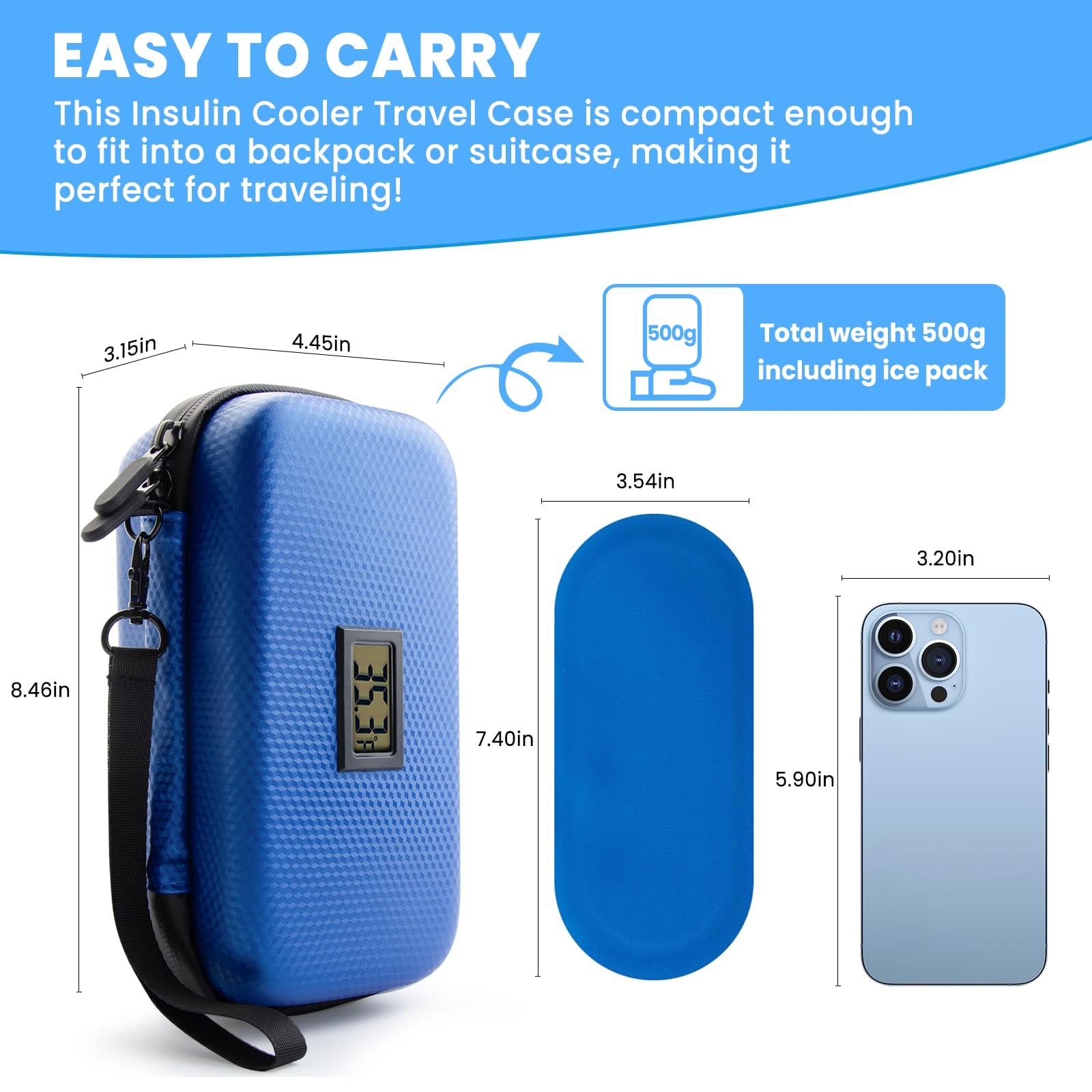 24h Insulin Cooler Travel Case - TSA Approved Medication Diabetic Cooler for Travel with Thermometer Temperature Display Refrigerated Medicine Organizer Bag with 2 Ice Pack - Image 6