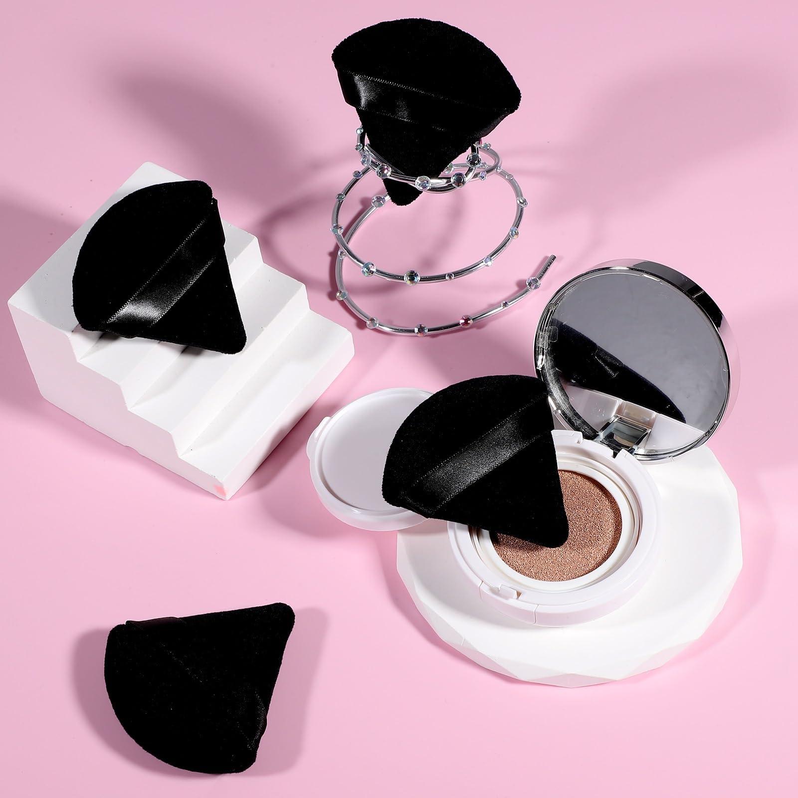 Pimoys 6 Pcs Powder Puff Face Soft Triangle Makeup Puff Velour Makeup Sponge Beauty Blender for Loose Powder (Black) - Image 5