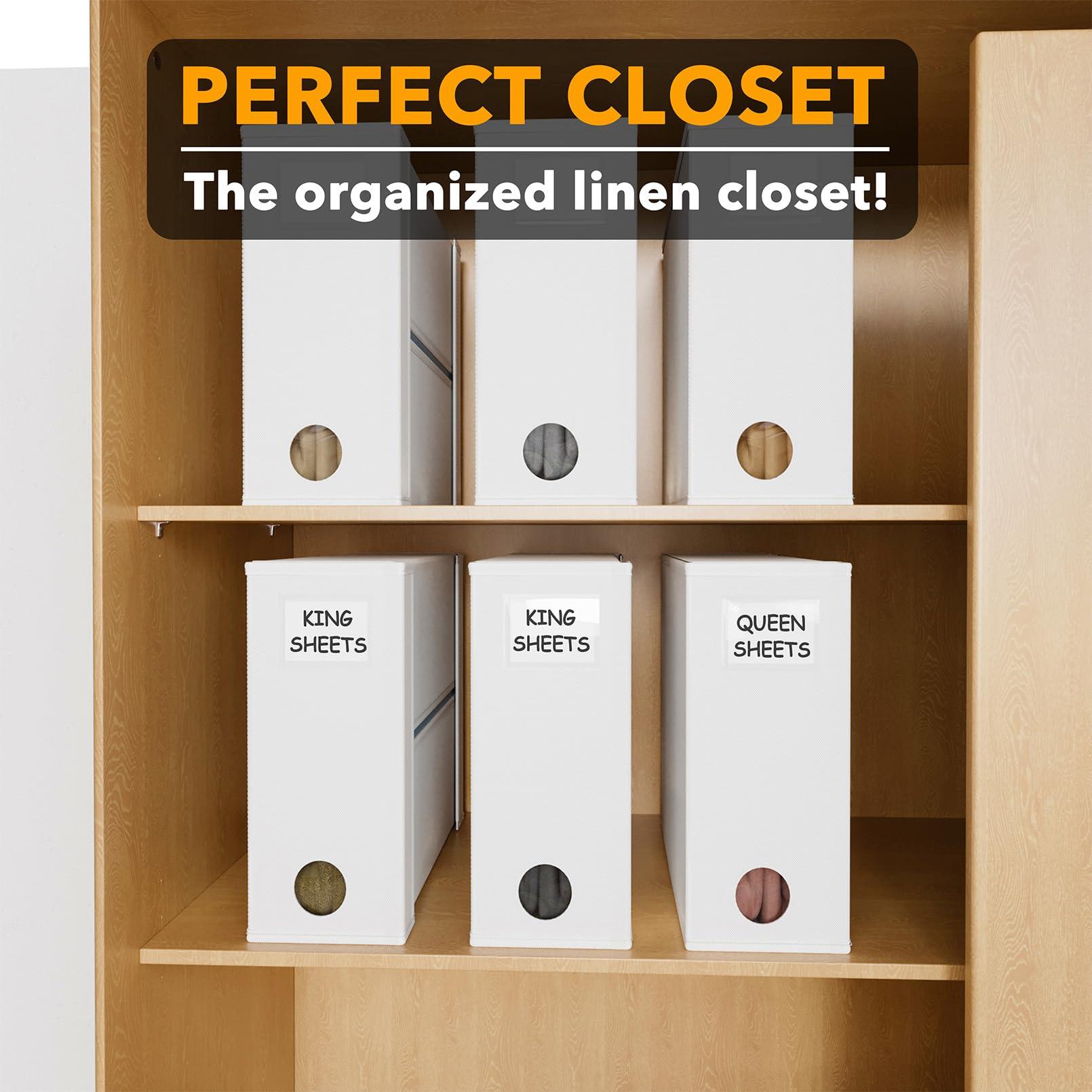 SpaceAid 6 Pack Bed Sheet Organizers and Storage, Foldable Sheet Organizer for Linen Closet, Sheets Set Folder Keeper with Window XL (Queen & King Size) Bedding Container, (White, 6 Pack) - Image 6