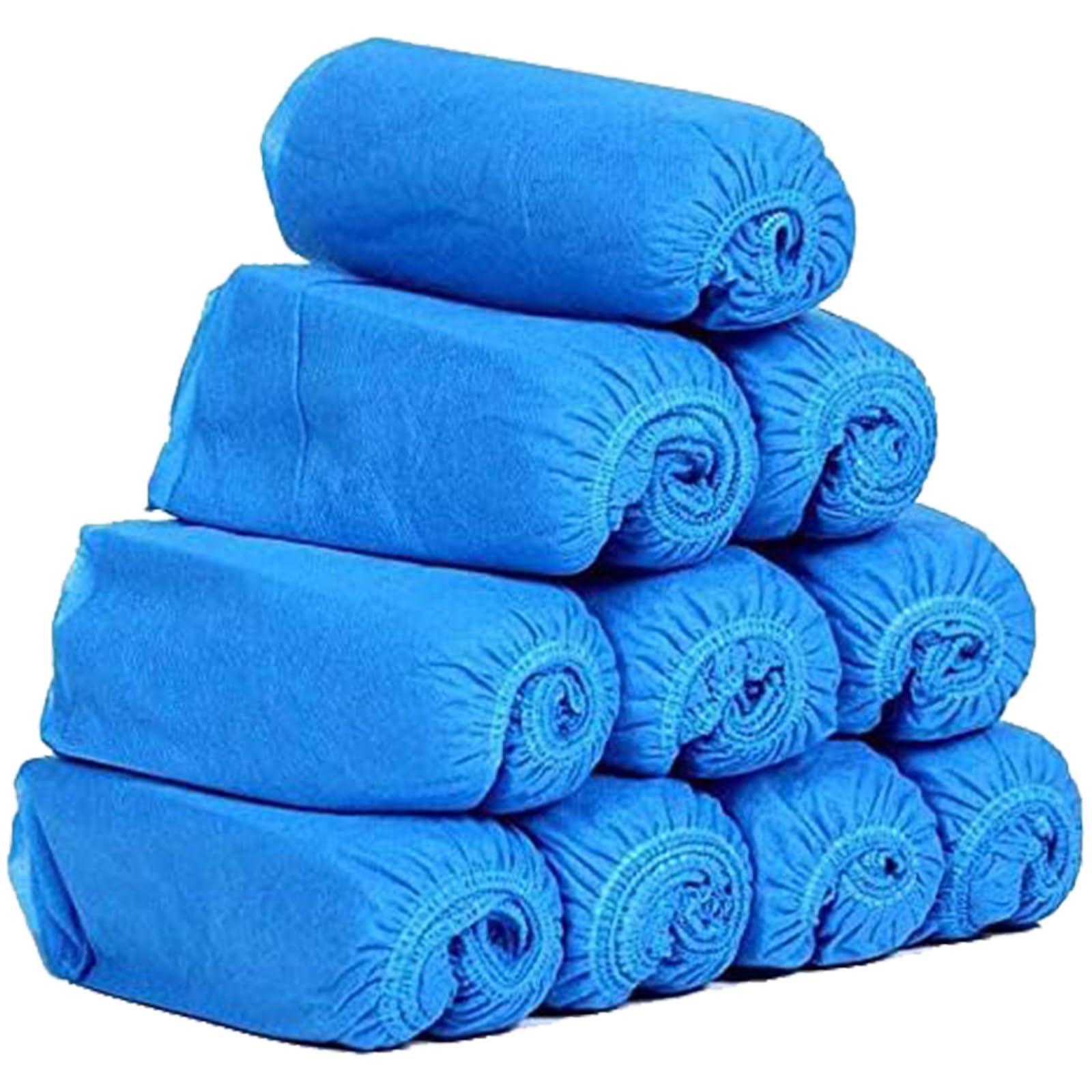 Disposable Shoe Covers 100PCS 400g Non-Slip Durable Indoor Boot Overshoes Protector Thicked Non-Woven Fabric Shoe Covers for Carpet Floor Protection Construction Offices One Size Fits All (Blue)…