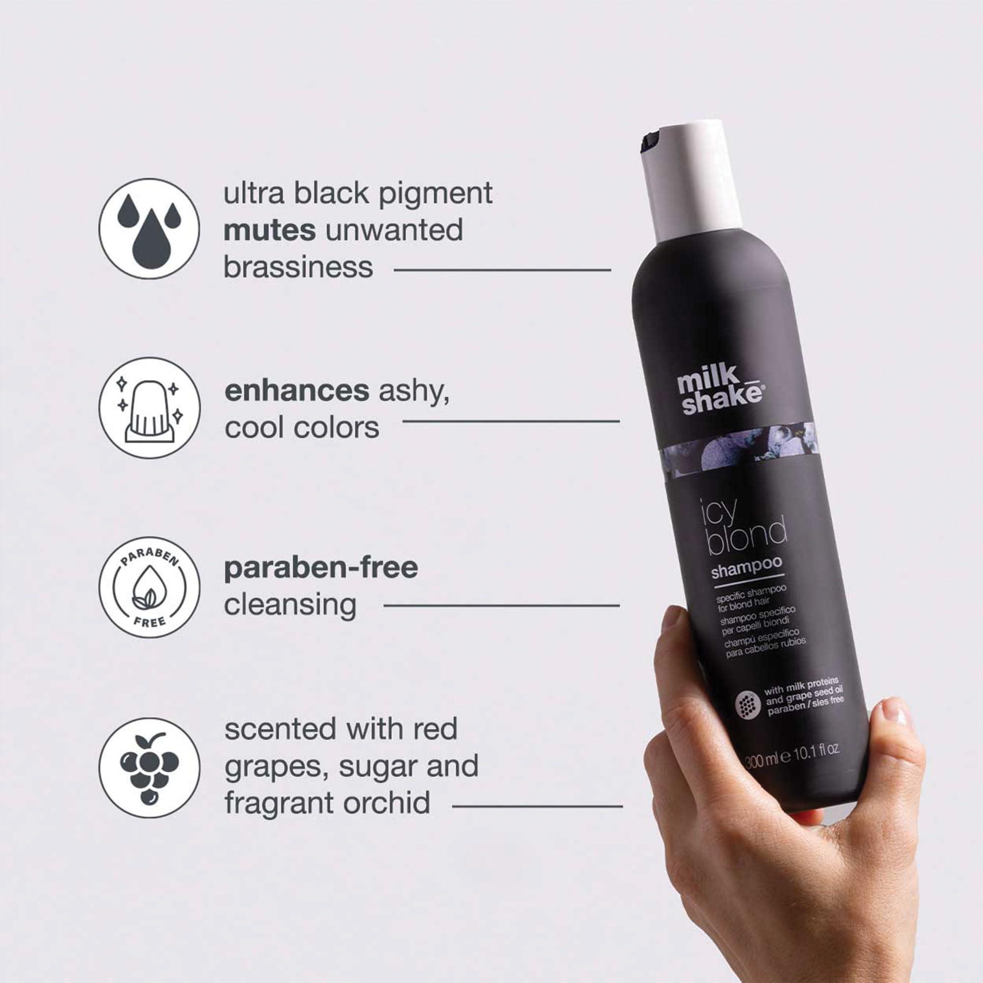 milk_shake icy blond shampoo | sulfate-free toning shampoo with black pigment to cool brassy tones and enhance platinum blonde hair | ideal for maintaining icy, ash-toned color | 10.1 fl oz - Image 2