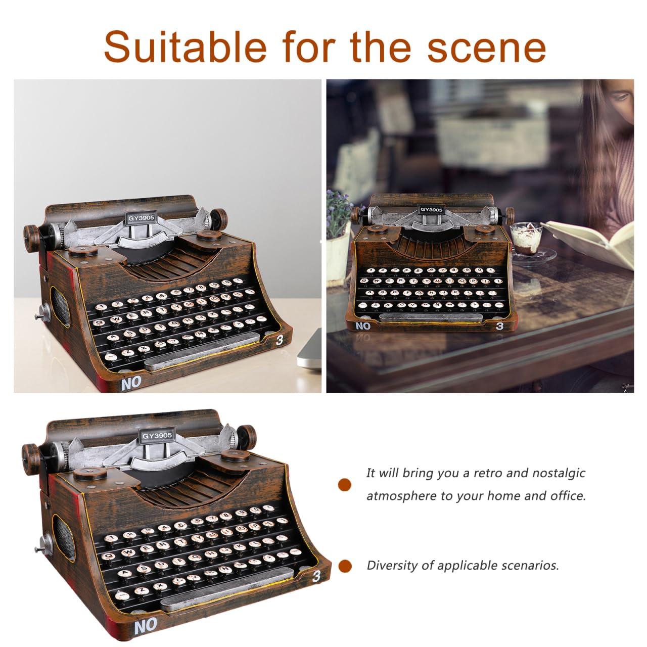 FOMIYES Classic Manual Typewriter Model Vintage Typewriter Figurine Iron Art Typewriter Ornament European Style Statue for Cafe Bar Home Wine Cabinet Decor Photo Prop Black - Image 7