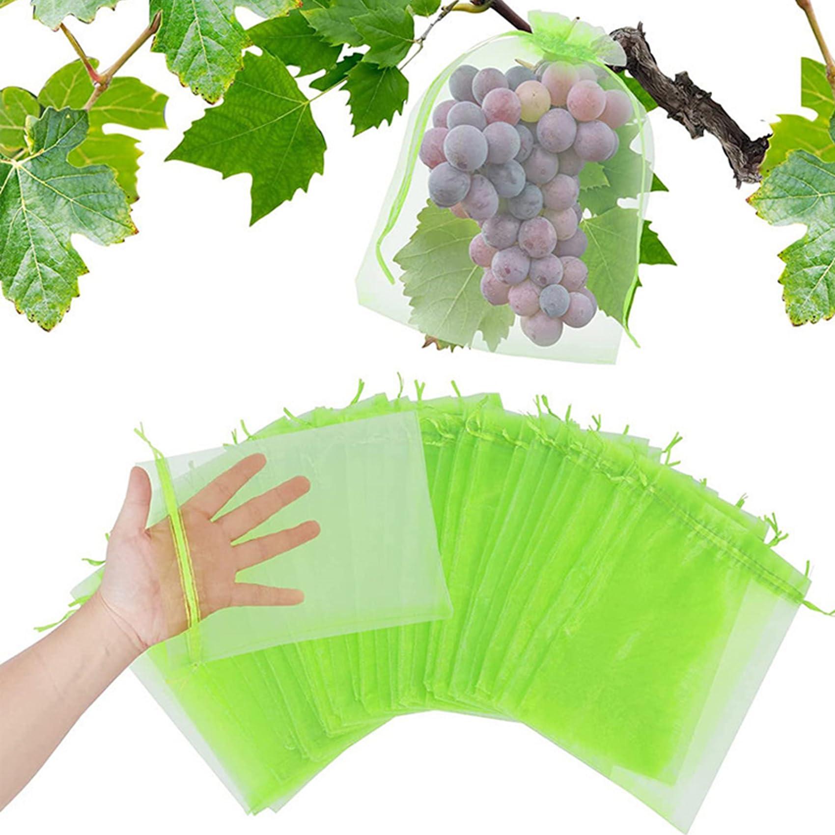 YINCORD 20 Pack Fruit Protection Bags, 6'' x 10'' (15cm x 25cm) Reusable Mesh Produce Bags for Garden, Breathable Drawstring Netting Covers for Vegetables, Apples, Peppers