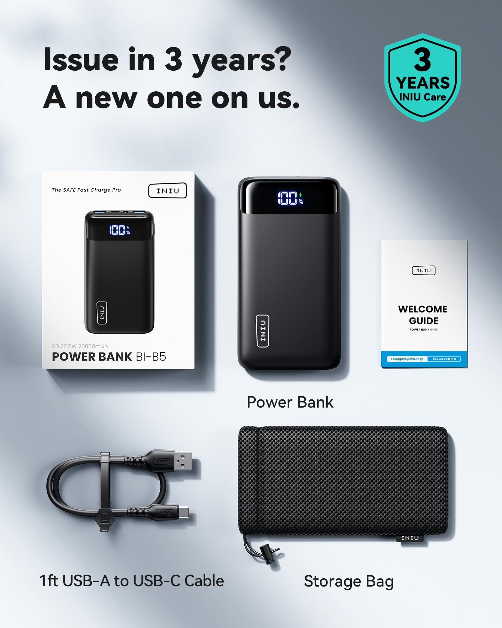 INIU Portable Charger, 22.5W 20000mAh USB C in & Out Power Bank Fast Charging, PD 3.0+QC 4.0 LED Display Phone Battery Pack Compatible with iPhone 16 15 14 13 Pro Samsung S23 Google iPad Tablet, etc - Image 6