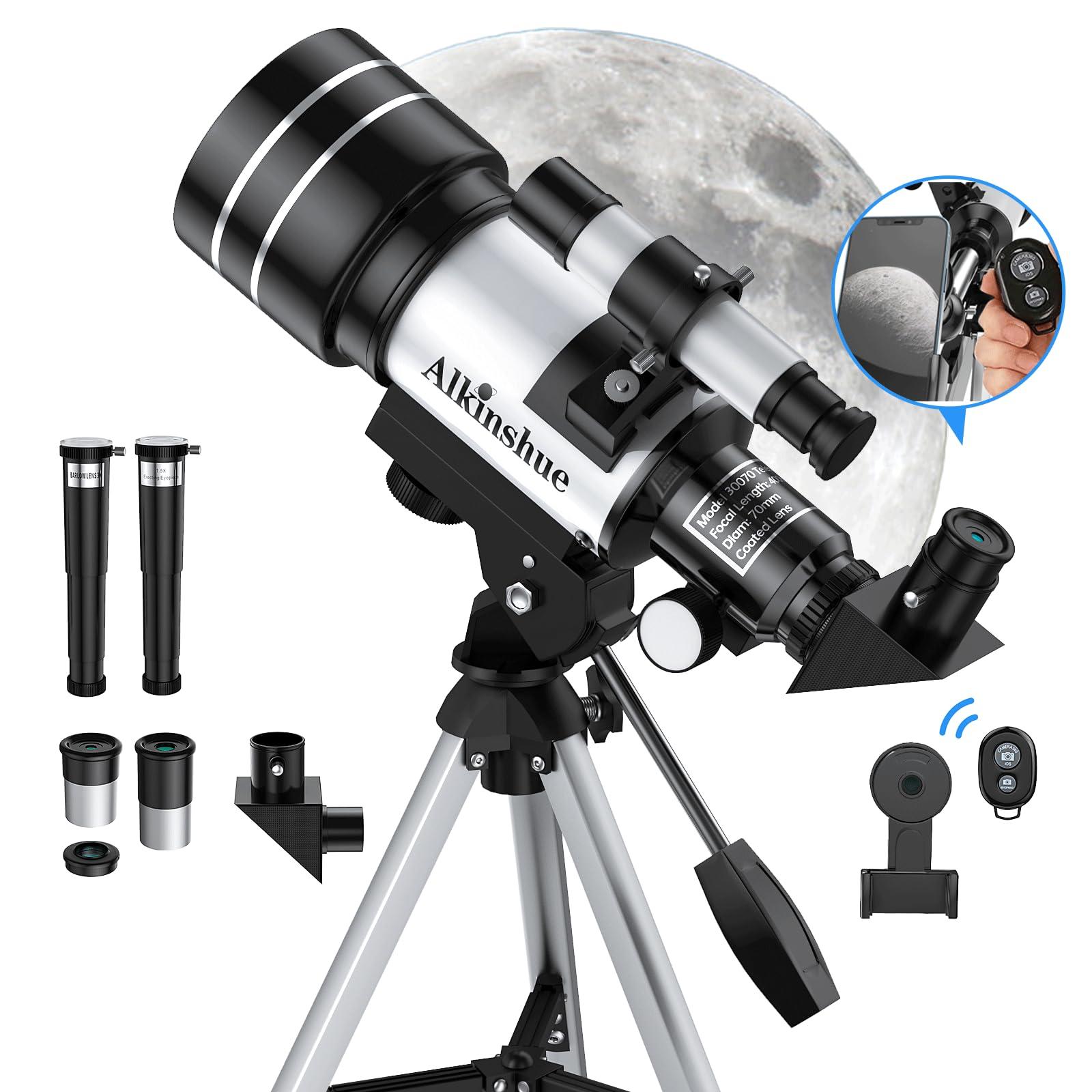 Telescope for Kids Beginners, 70mm Aperture 400mm Refractor Telescopes for Astronomy Beginners, Portable Travel Telescope Astronomy Gifts