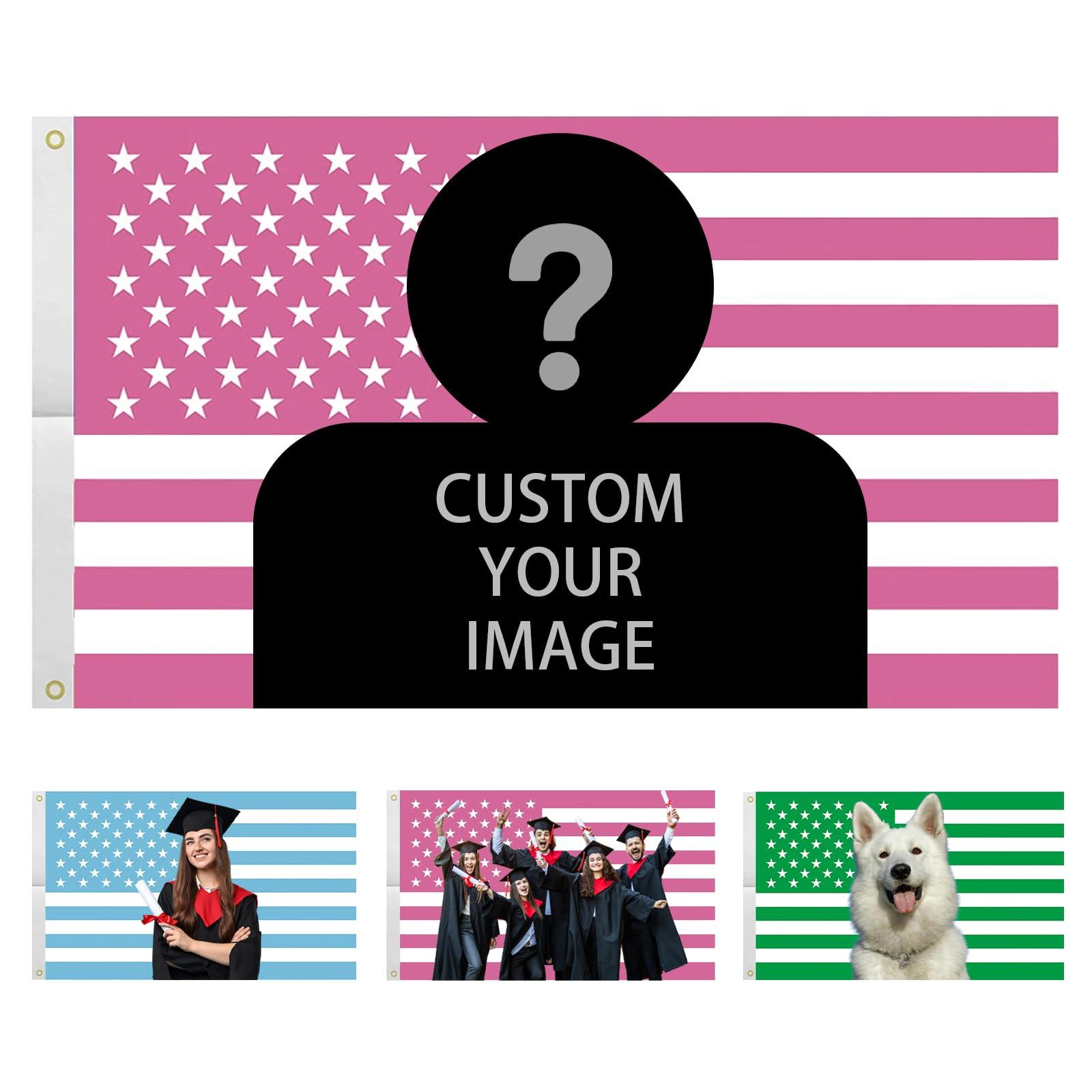 TOPCARPENTER Custom Flags Personalized Pink America Flag - 3X5 Ft Flag Design Your Image Funny Poster for Decor Living Rooms Bedrooms