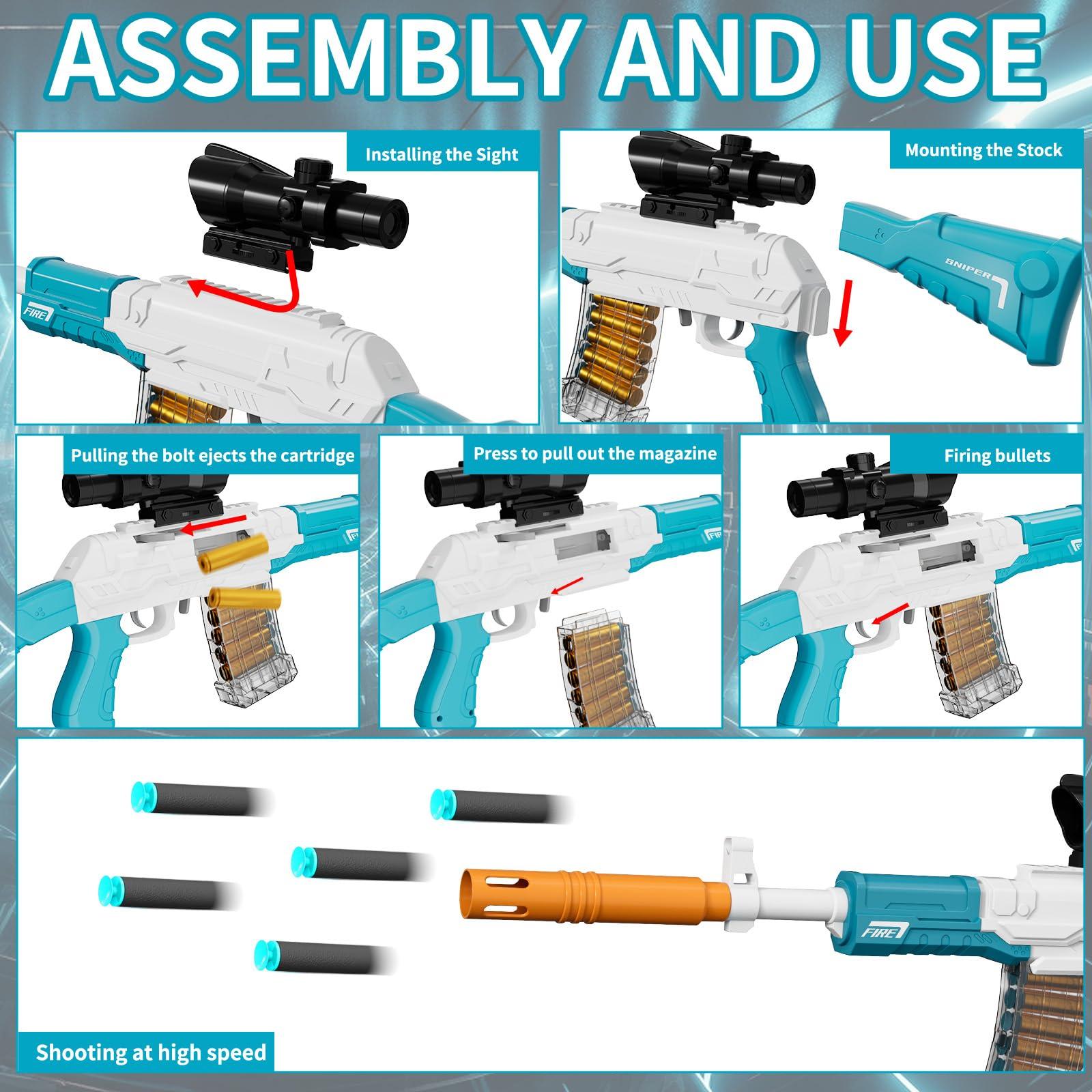 Toy Gun Models Foam Blasters Guns for Kids Children Ages 6+ 7 8-12 Year Old Boys Girls Teens Sniper Soft Bullet Dart Shotgun Ejecting Rifle Christmas Halloween Birthday Revolver Pistol - Image 4