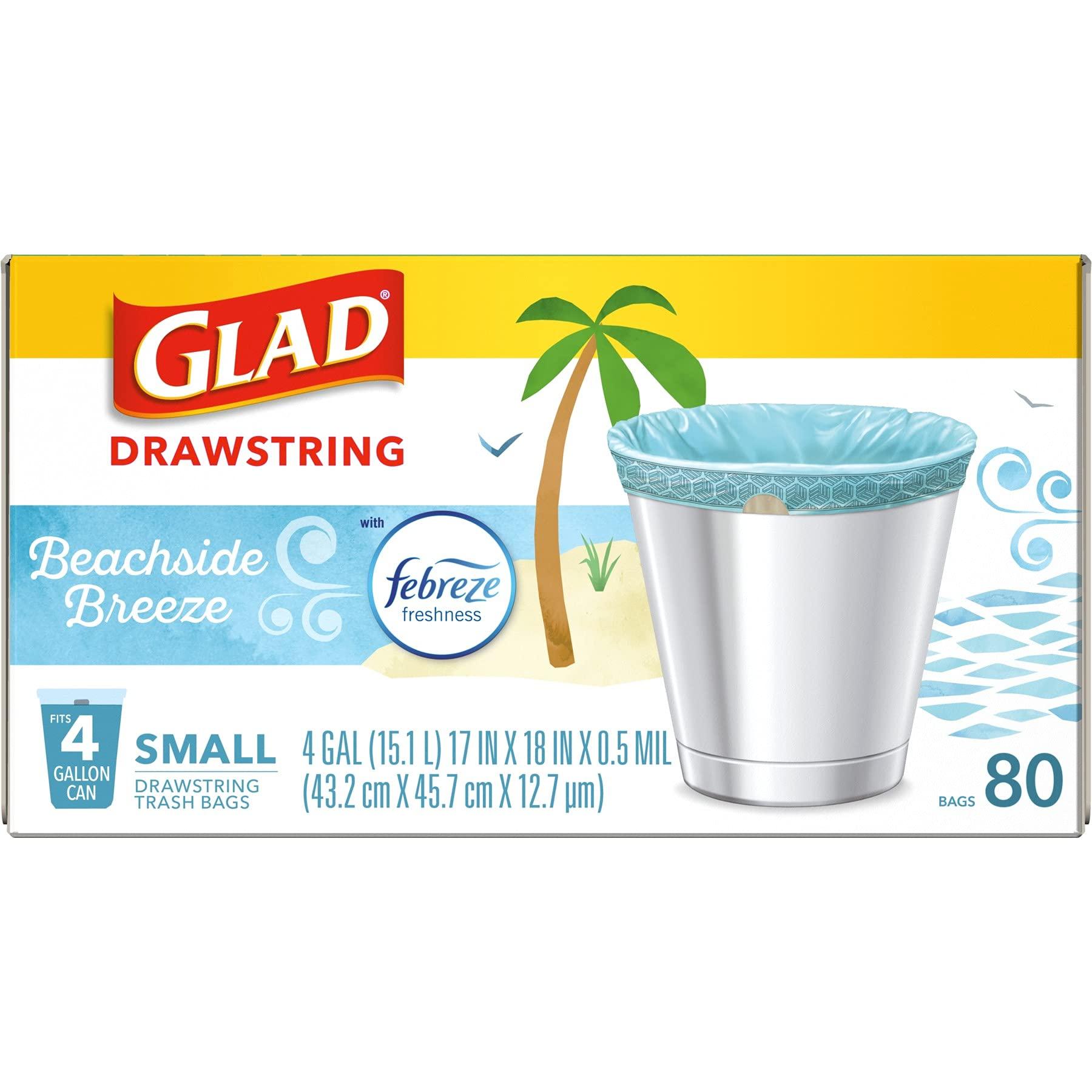 Glad Odorshield Small Drawstring Trash Bags, 4 Gal, Febreze Beachside Breeze, 80 Ct, Pack May Vary - Image 13