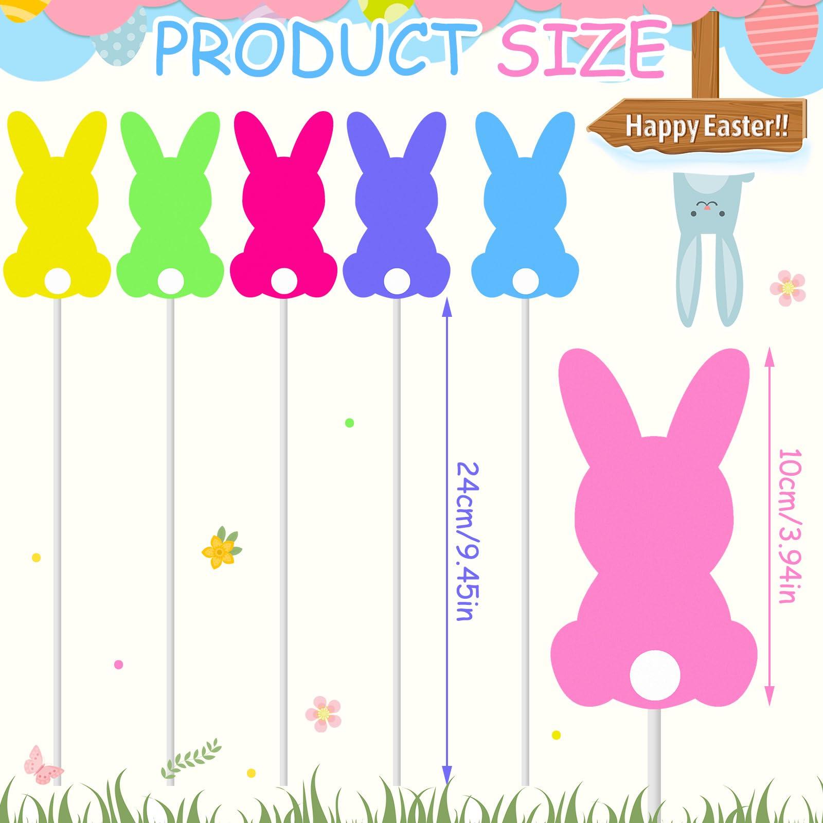 MorningRo 9 Pcs Easter Bunny Planter Stakes Metal Bunny Planter Stakes Outdoor Decorations for Plant Pot Yard Decor Easter Party Decorations Supplies Prop Spring Lawn Decor - Image 3