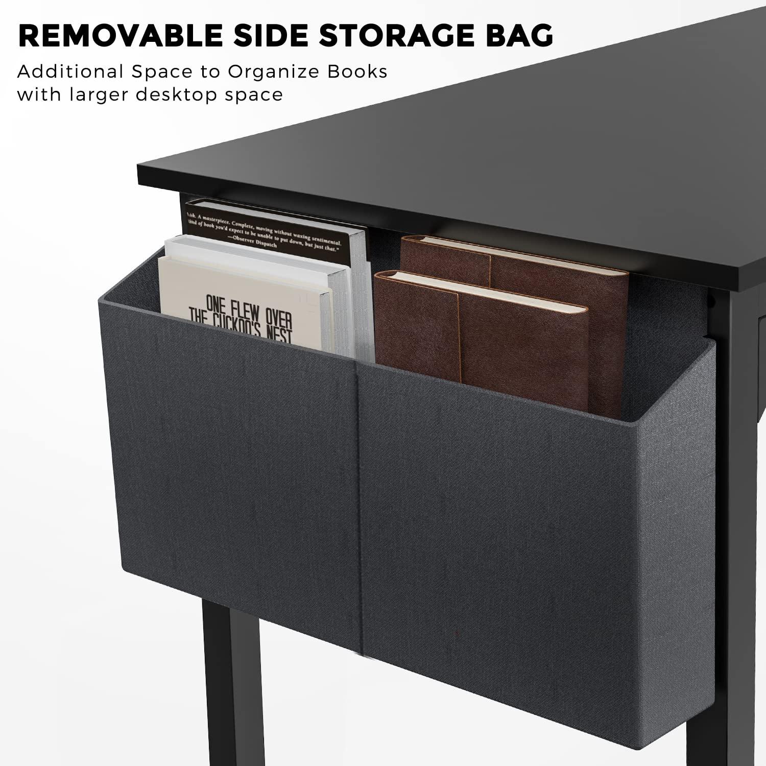 OLIXIS Computer Office Desk, 48 Inch Writing Work Study PC Wood Modern Desk with Storage Bag & Headphone Hook Simple Bedroom for 2 Person Kids Student Table, Black - Image 6