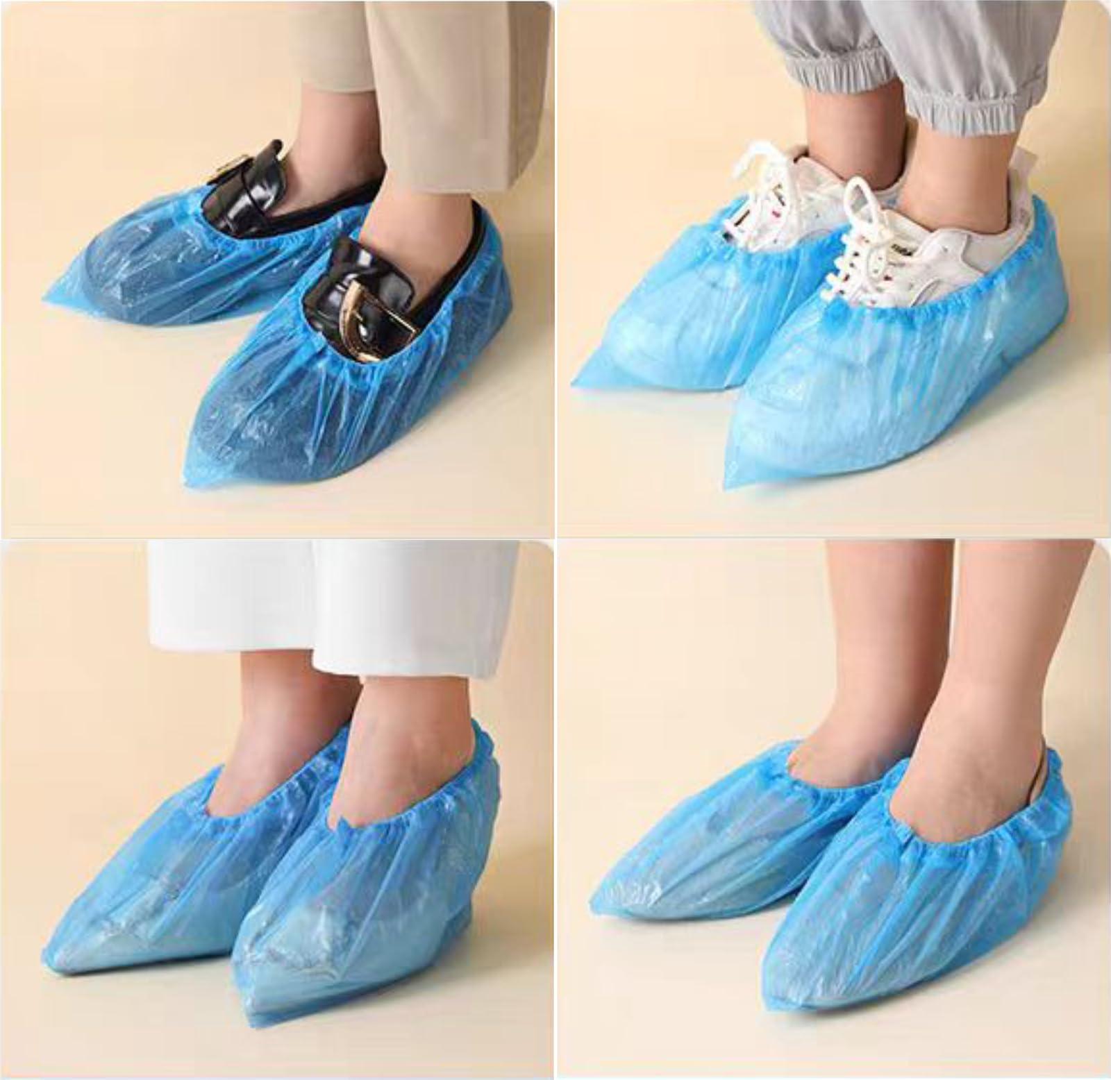 100 Pack Shoe Covers Disposable Non Slip, Premium Waterproof and Recyclable Shoe Booties Covers for Indoors, Fits Up To 9 US Men and 11 US Women Size, 50 Pairs Elastic Caps Plastic Shoe Covers - Image 6