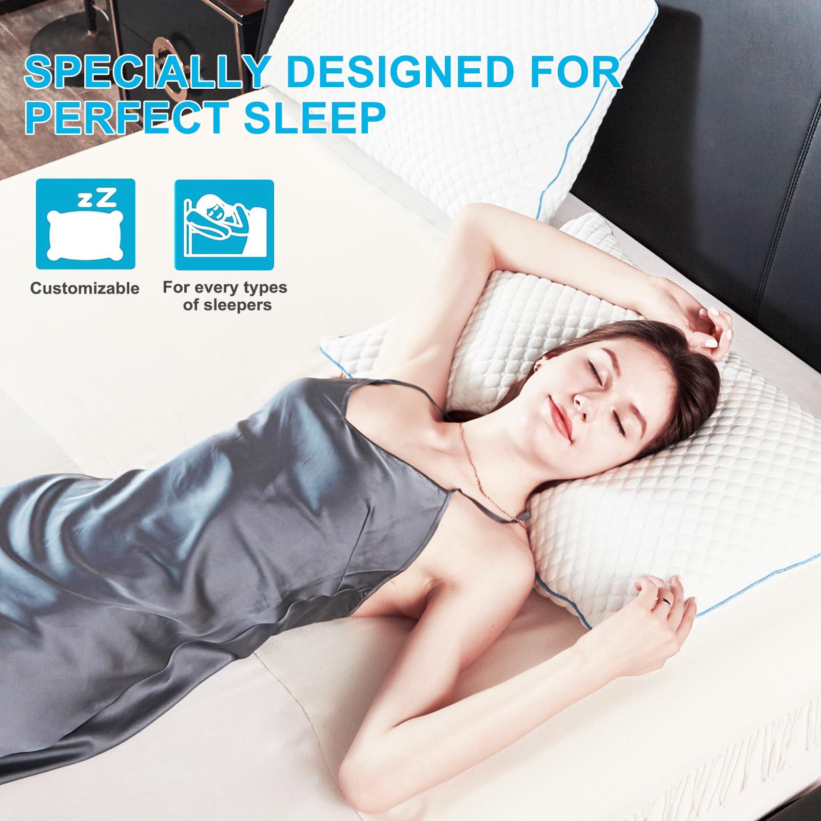 VVZ Cooling Bed Pillows Queen Size Set of 2, Shredded Memory Foam Pillows for Side Back Stomach Sleepers, Luxury Cool Gel Adjustable Firm Bed Pillows for Sleeping 2 Pack Queen Size 20 x 30 Inches - Image 8