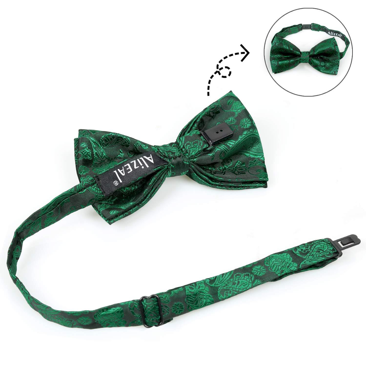 Alizeal Mens Paisley Bow Tie, Pocket Square, Cufflinks Set - Image 2