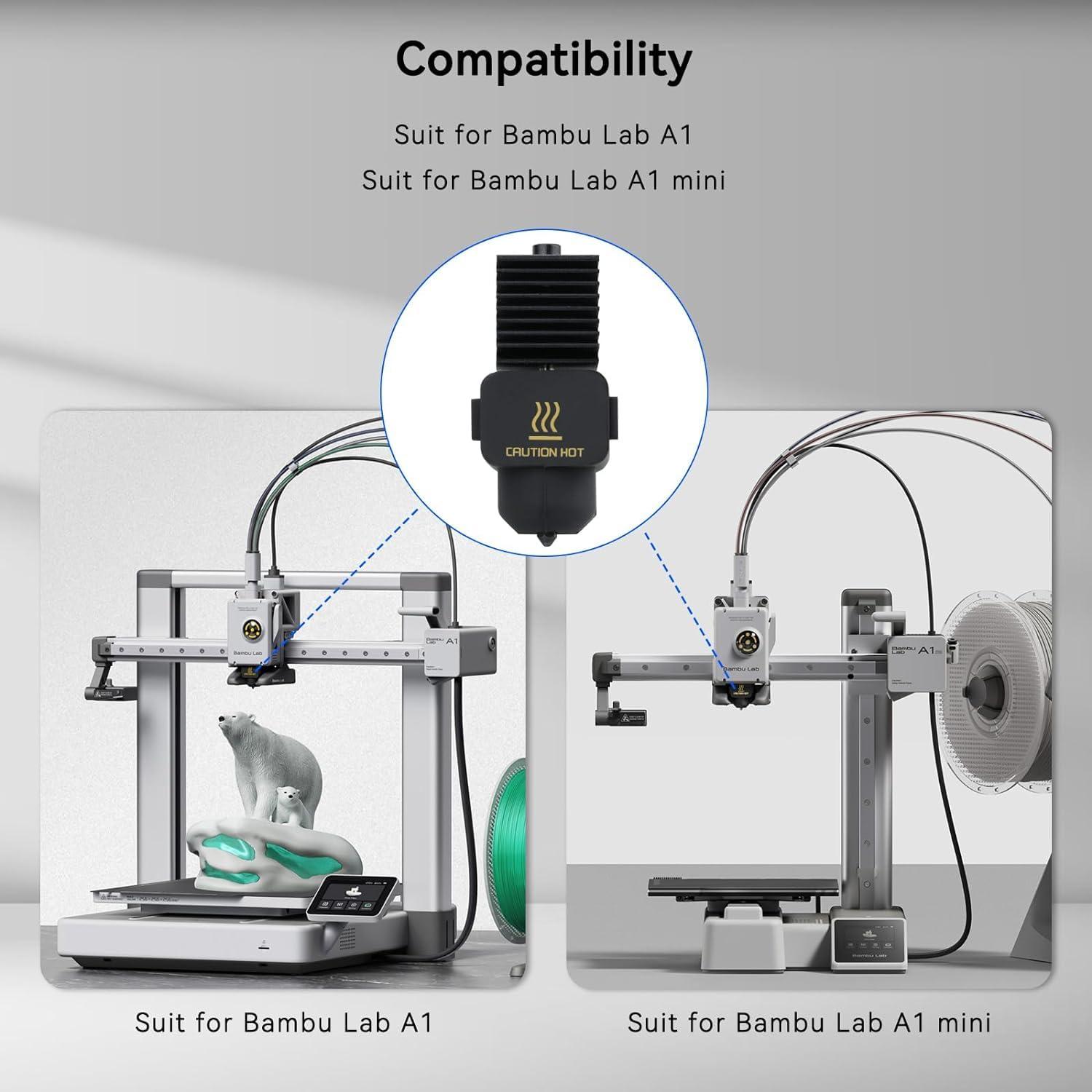 3D Printer Hotend for Bambu Lab A1 Mini 0.2mm a1 Extrusion Head, Removable Hardened Steel 0.2mm Nozzle with High Temperature Resistant Silicone Sleeve - Image 7