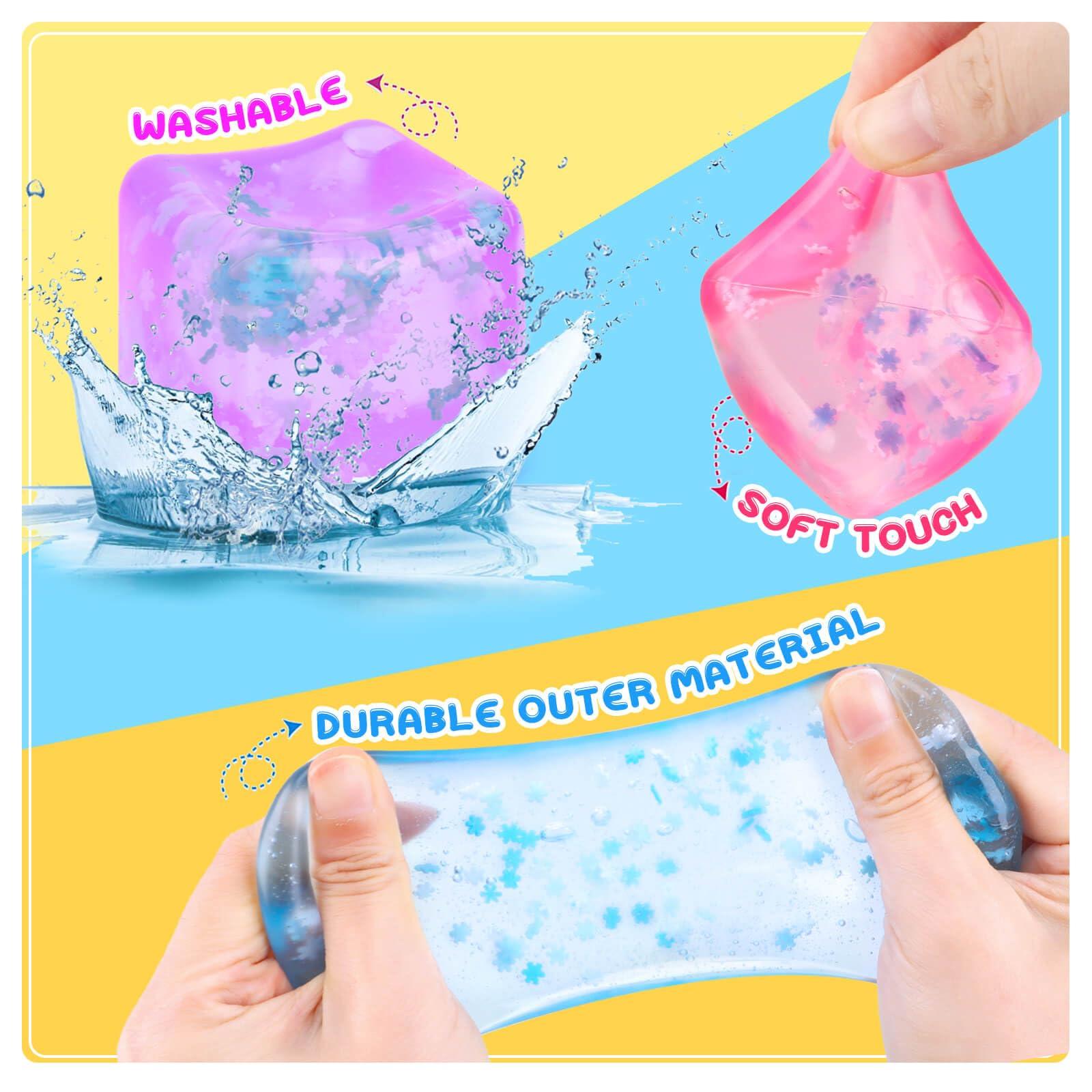 Gretex Ice Cube Fidget Toy for All Ages: 4 Pack Soft Cubes Sensory Fidget Ice Cube Stress Ball Squishy Cube Stress Relief Toys for Kids, Teens and Adults Party Favors, Birthday Gift for Kids Age 3+ - Image 4