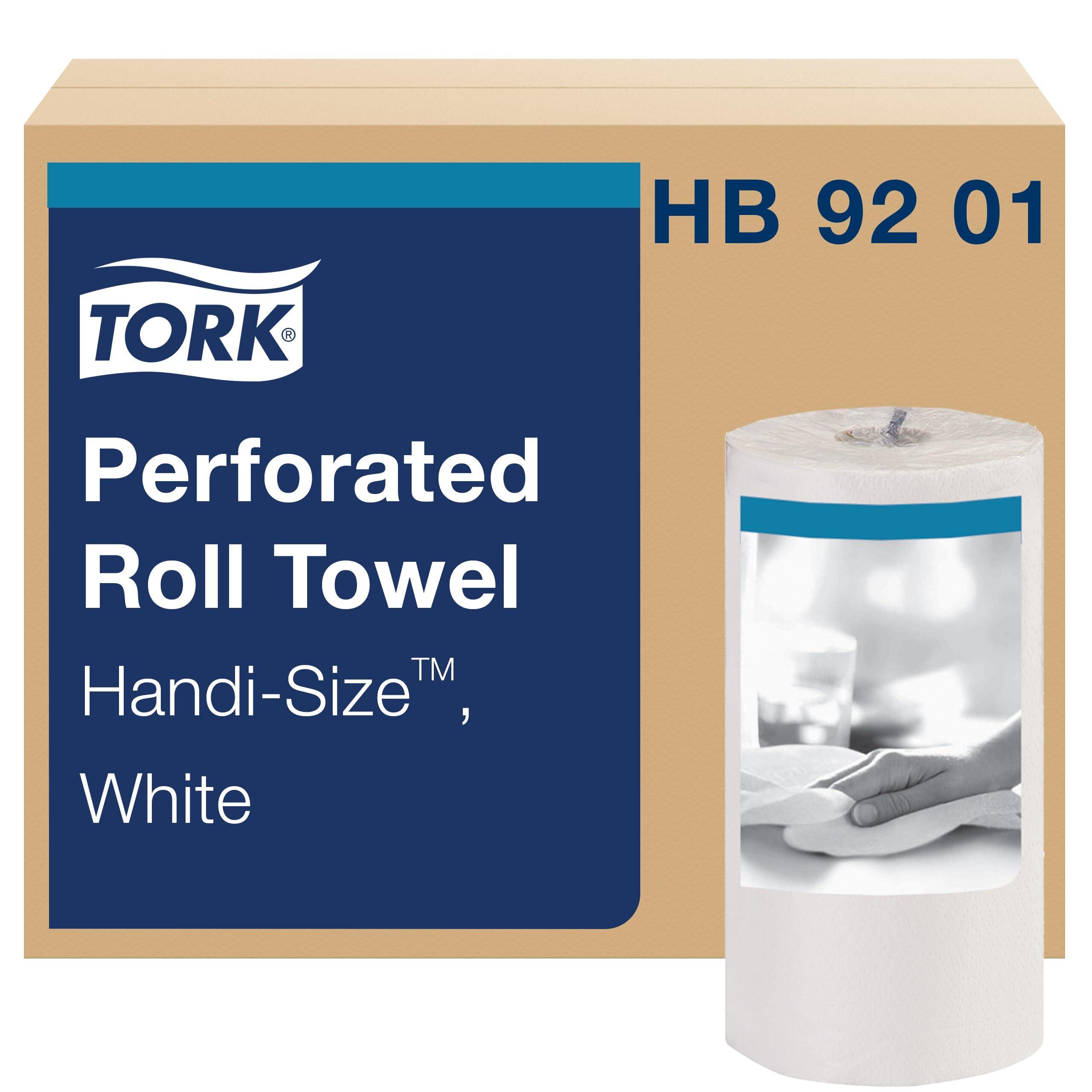 Tork Handi-Size Perforated Roll Towel White, Certified Compostable, 30 x 120 Towels, HB9201