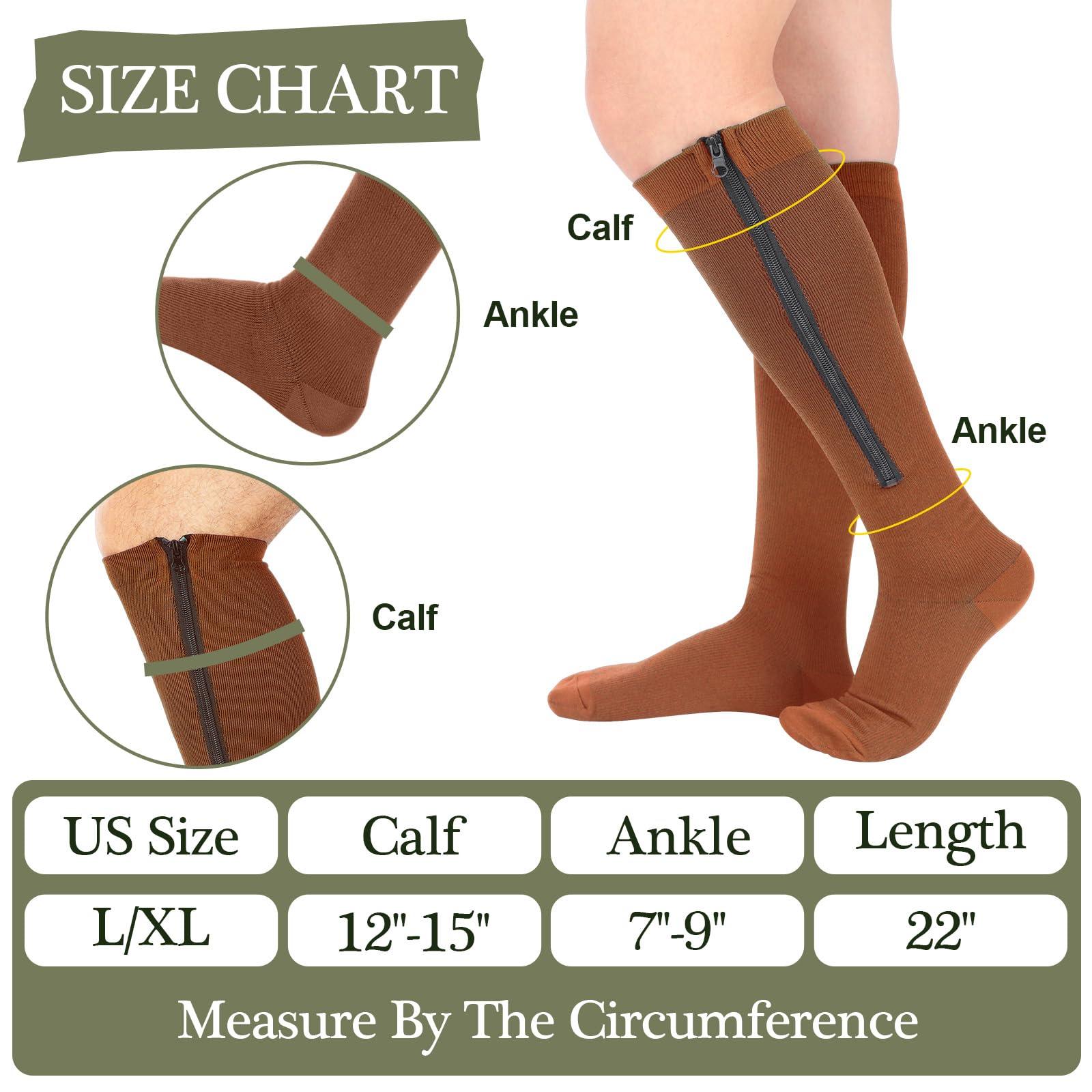 Tarpop 4 Pairs Men Zipper Compression Socks Colorful 20-30mmhg Compression Stockings with Zipper for Men Women Swelling Edema - Image 3