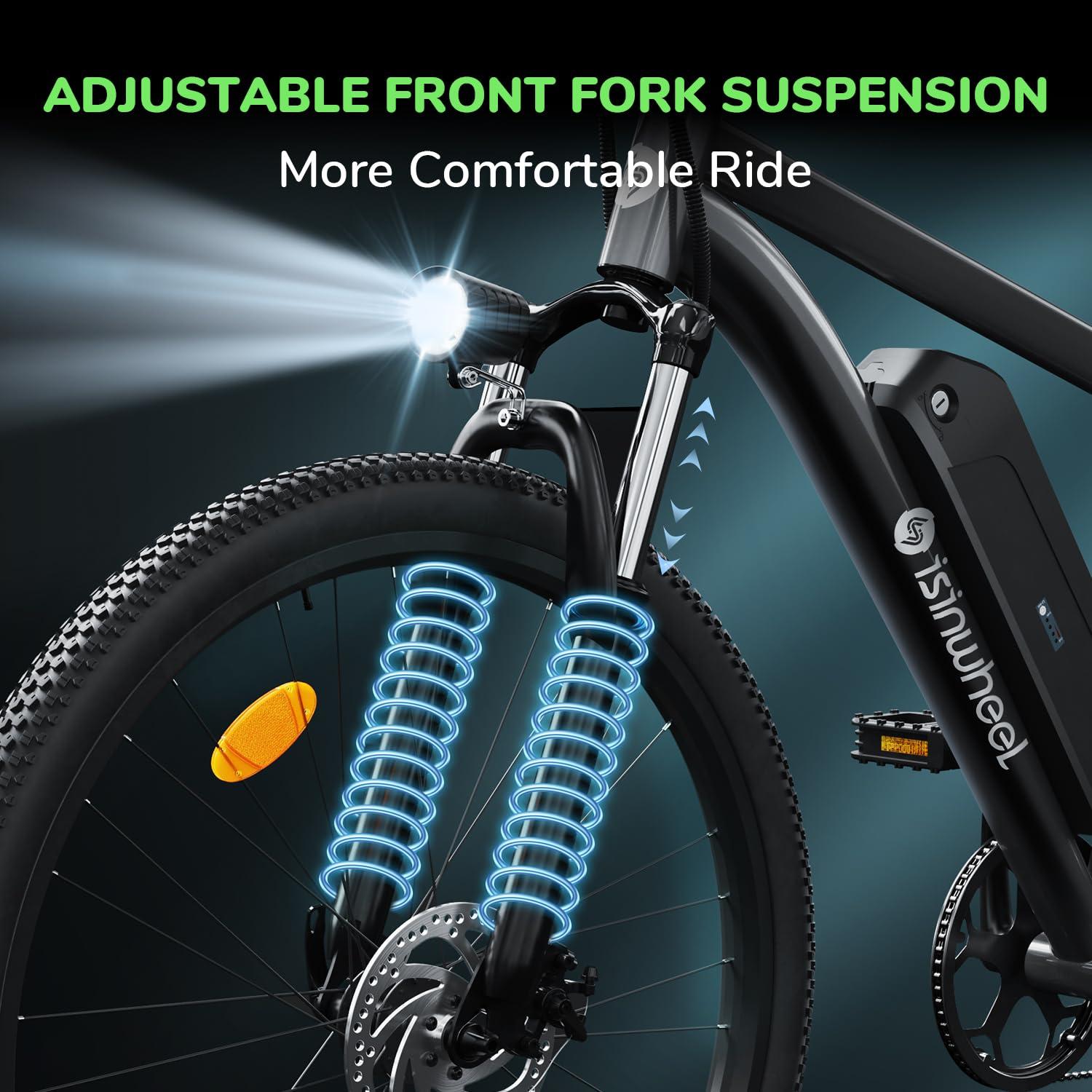 isinwheel M10 Electric Bike Adult 500W, 26" Commuting Electric Mountain Bike 20MPH Max Range 55+ Miles, Removable Battery, Professional 35-Speed, Front Fork Suspension Lightweight Electric Bicycle - Image 4