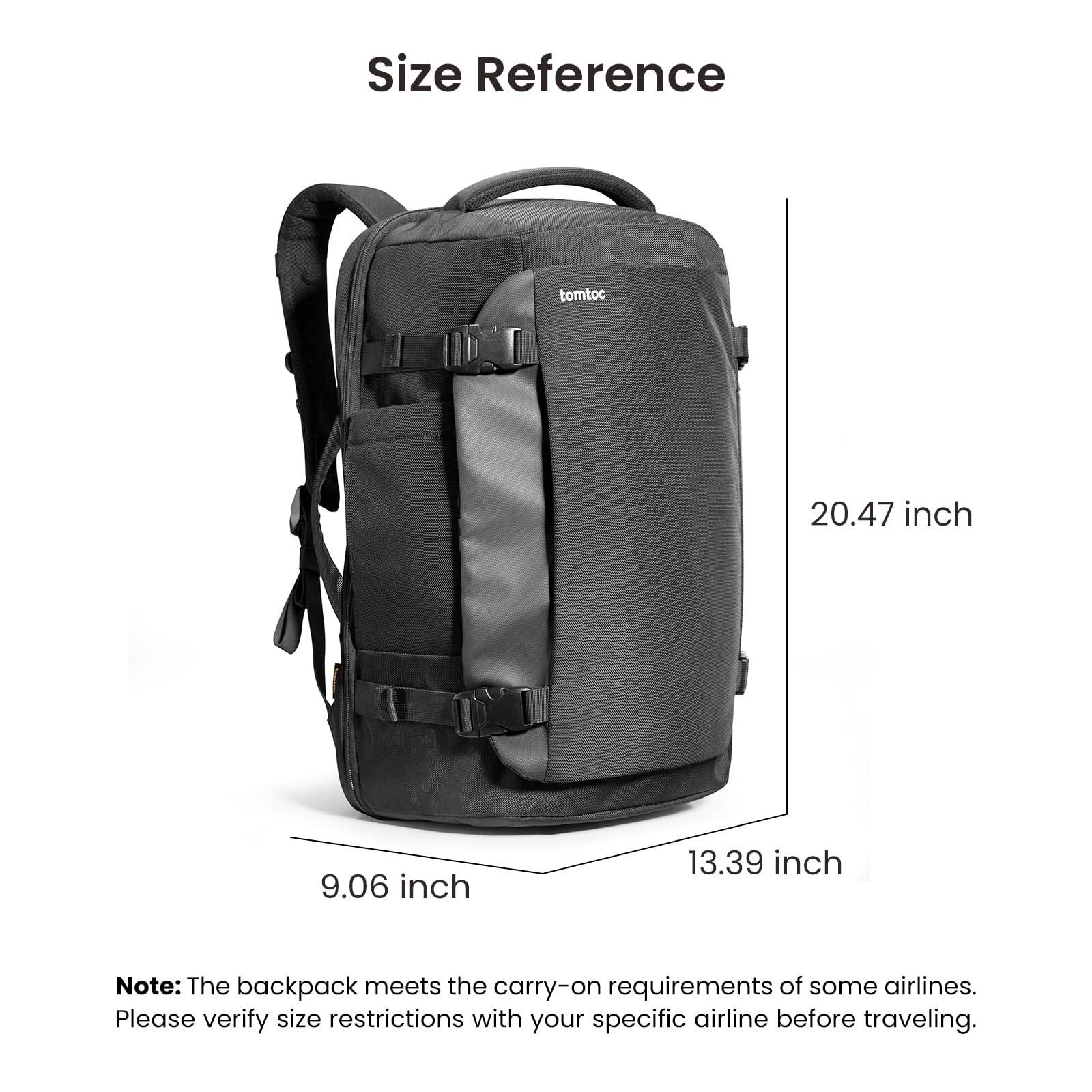 tomtoc Travel Backpack 40L, TSA Friendly Flight Approved Carry-on Luggage Hand Water-resistant Lightweight Business Rucksack, Durable Large Weekender Bag Daypack Fits 17.3 Inch Laptop, PFAS Free - Image 3