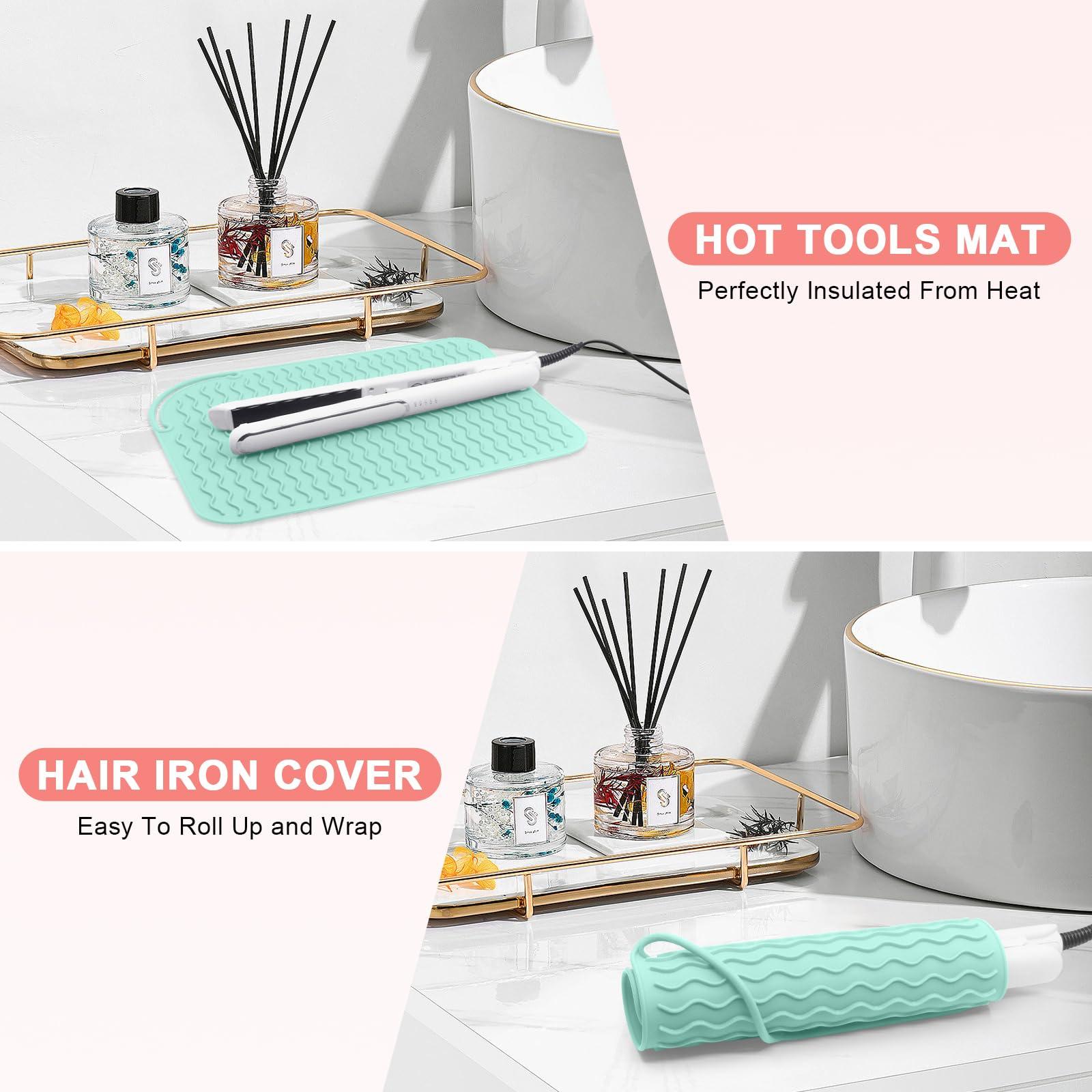 Suafrnut Plus Size Silicone Heat Resistant Mat, Portable Travel Hot Tools Pad Cover for Curling Iron, Flat Iron, Hair Straightener and Other Hair Styling Tools(12.0" x 9.0") - Image 5