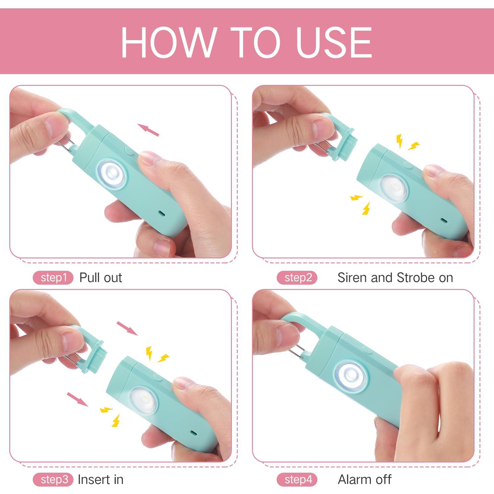 Tellegloww 6 Pcs Rechargeable Personal Safety Alarm for Women 130dB Loud Sound Personal Siren with LED Self Defense Keychain for Women Daughter Seniors Elderly Teen Student - Image 3