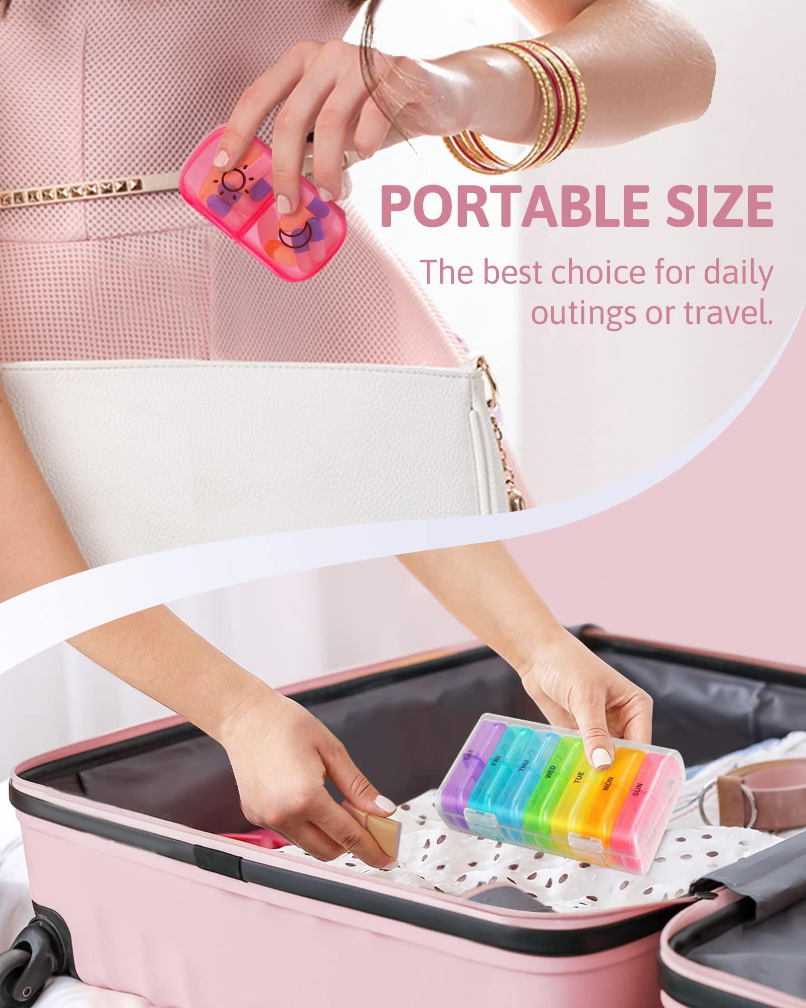 FEATY Weekly Pill Organizer 2 Times a Day with Same-Side Large Opening for Easy Filling & Retrieving, Color Tracking 7 Day AM PM Pill Box with Large BPA Free Pill Case for Vitamins, Fish Oils (Clear) - Image 6