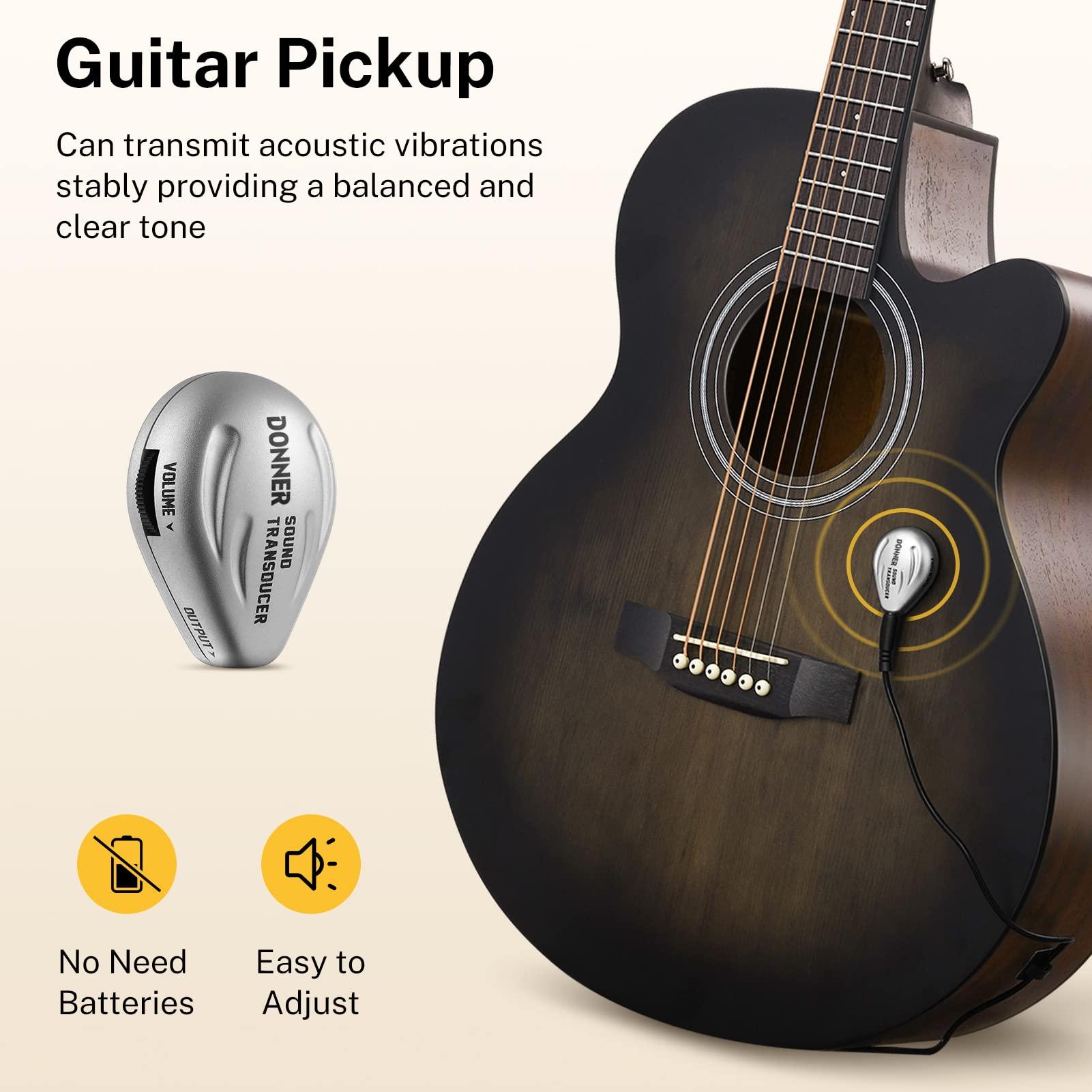Donner Acoustic Guitar for Beginner Adult 40 Inch Cutaway Acustica Guitarra Bundle Kit with Pickup Online Lesson Bag Tuner Capo Strap Mini Jumbo Travel Teen Right Hand Black Brown DAJ-110CD - Image 5