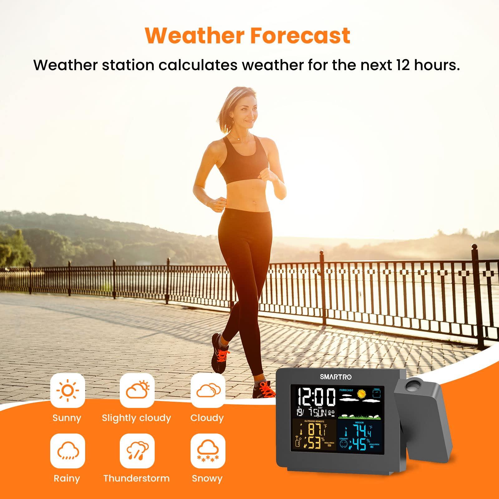 SMARTRO SC91 Projection Alarm Clock for Bedrooms with Weather Station, Wireless Indoor Outdoor Thermometer, Temperature Humidity Monitor Gauge Hygrometer - Image 4