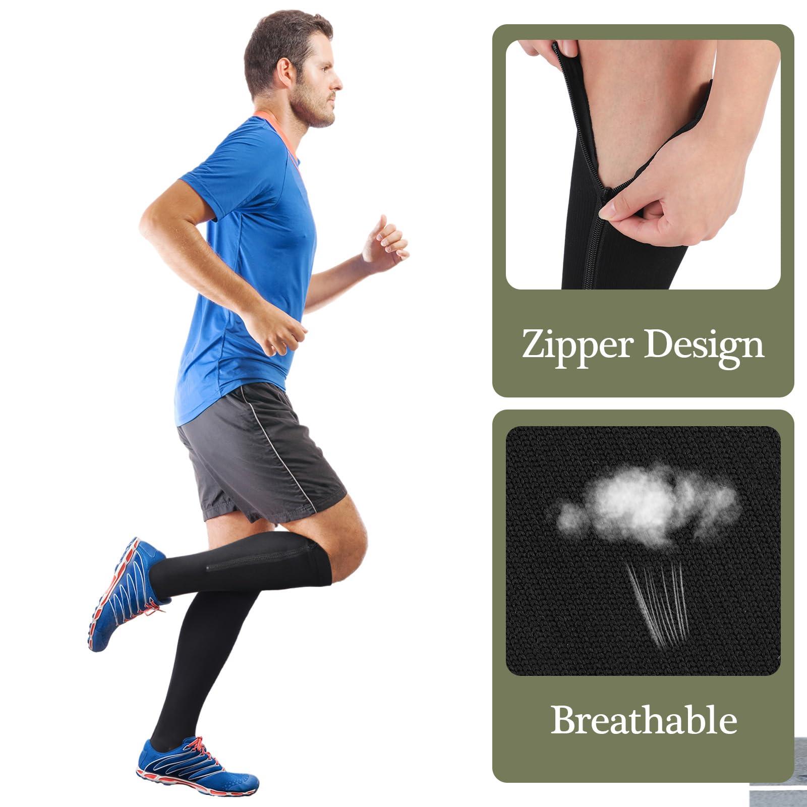 Tarpop 4 Pairs Men Zipper Compression Socks Colorful 20-30mmhg Compression Stockings with Zipper for Men Women Swelling Edema - Image 5