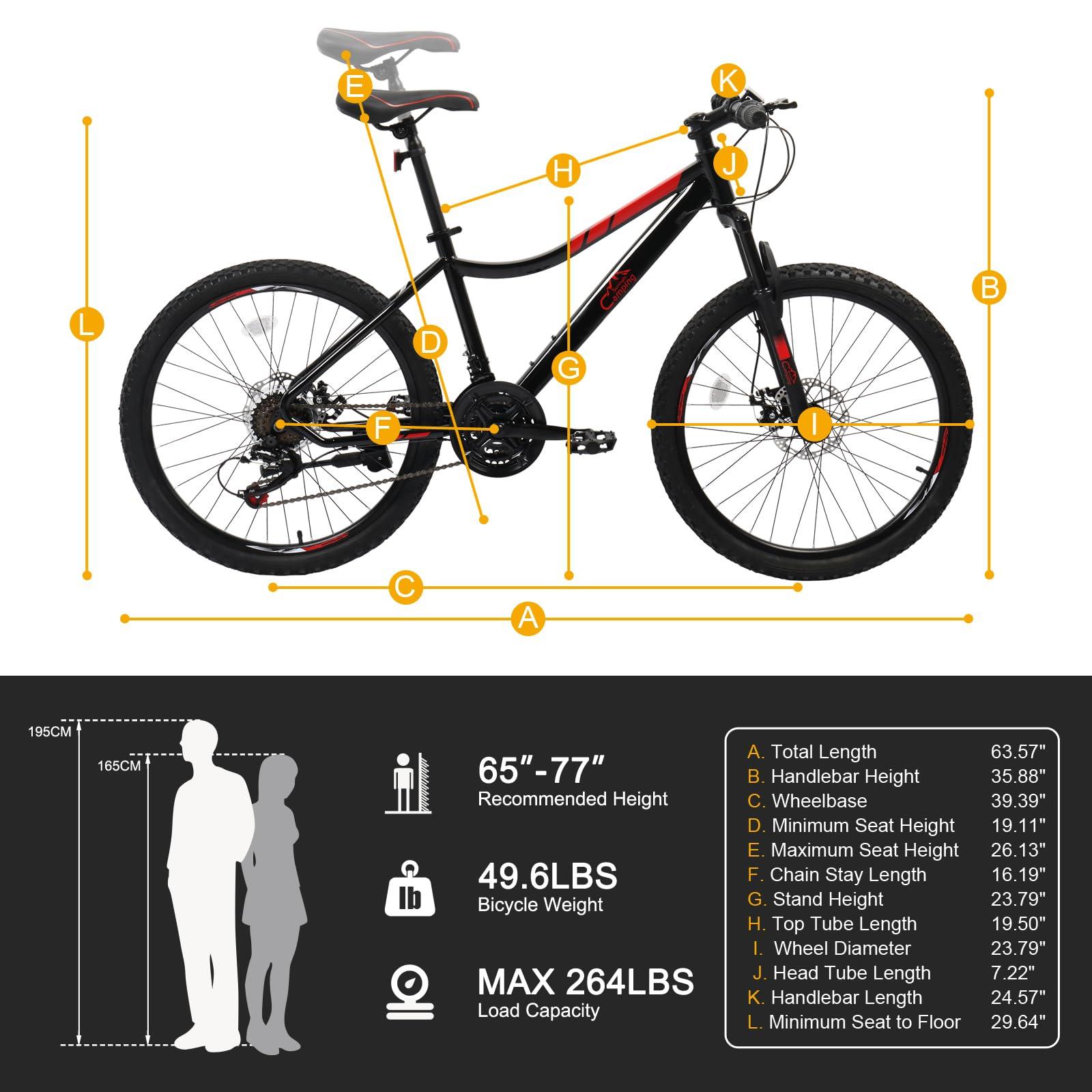 CamPingSurvivals 20/24/26 Inch Mountain Bike for Men/Women, Adult Bicycle with Professional 7 or 21 Speed Shifting, Double Shock Effect, Comfort Saddle and Pretty Look - Image 6