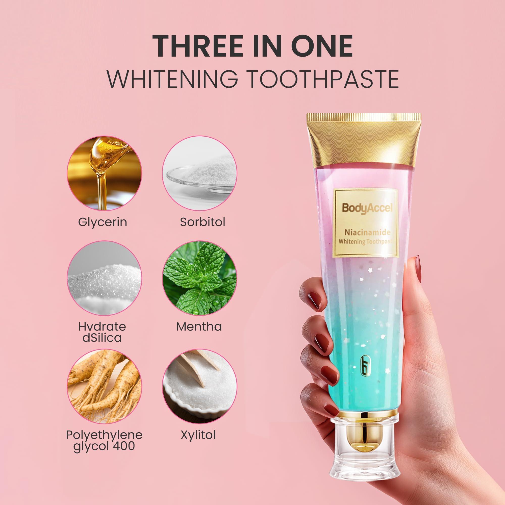 Niacinamide Whitening Toothpaste – BodyAccel Natural Whitening Toothpaste with Niacinamide, Gentle Formula for Brighter Teeth & Fresh Breath, 2-Pack (2) - Image 7