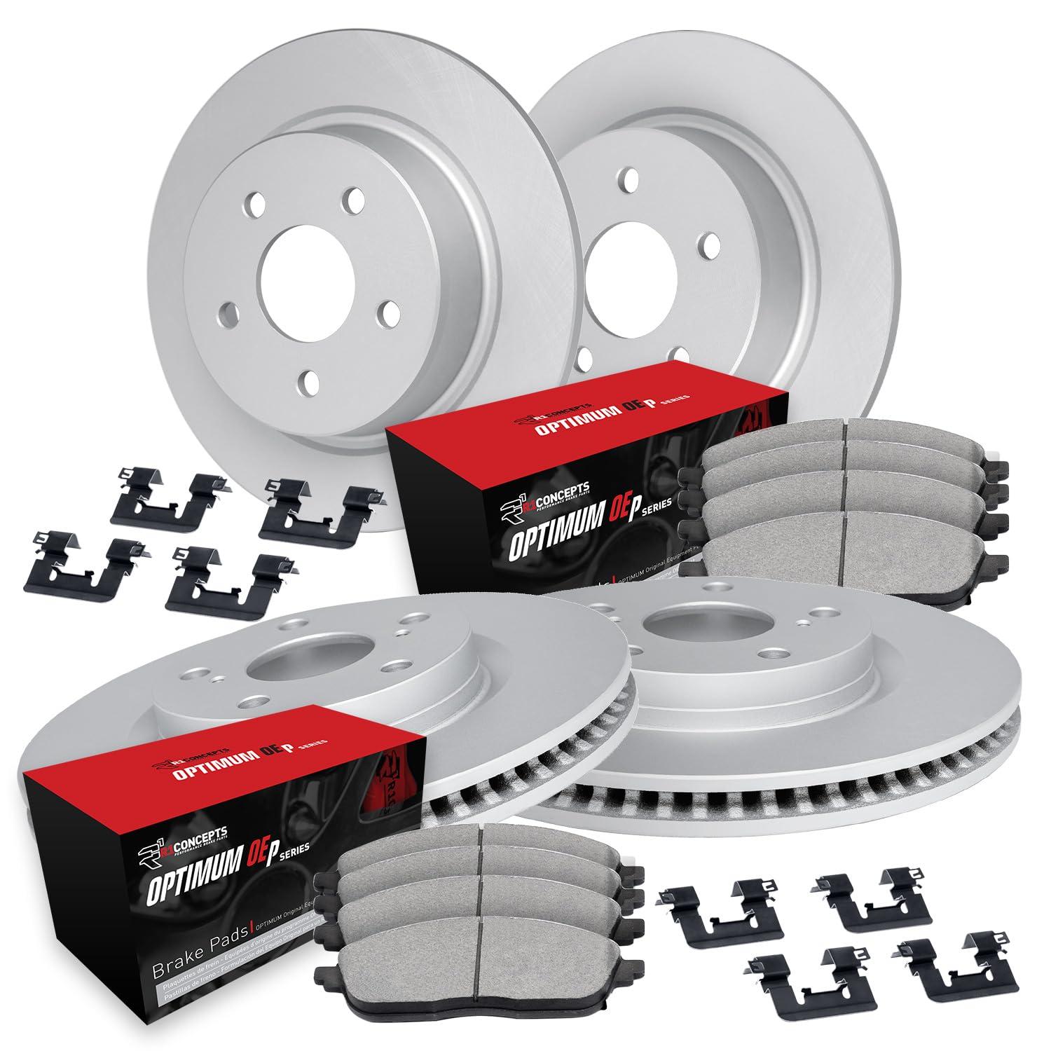 R1 Concepts Front and Rear Brakes and Rotors| Hardware Included| Front and Rear Optimum OEp Brake Pads and Rotors Kit| Fits 2013-2019 Hyundai Santa Fe