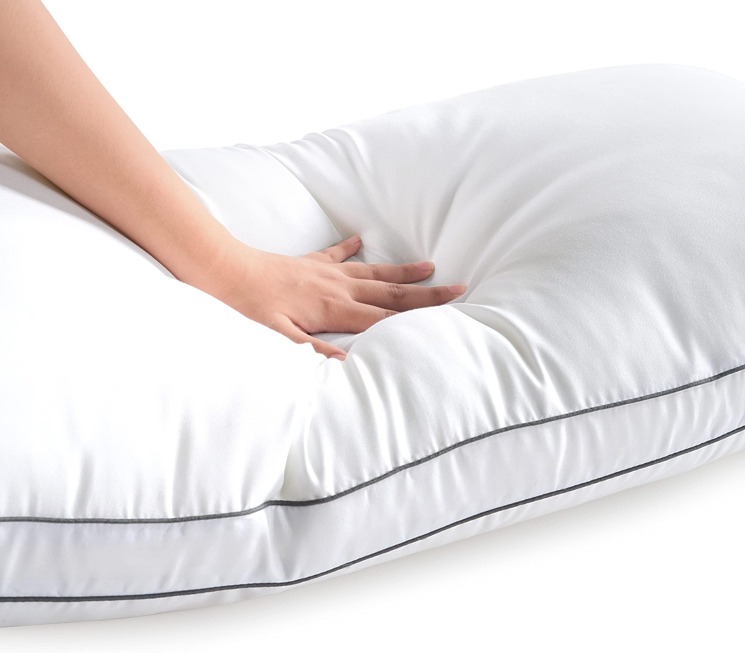 LANE LINEN Pillows Standard Size Set of 4 (20"x26") - Soft Gusseted Bed Pillow for Back, Stomach or Side Sleepers - Hotel Quality Down Alternative Standard Pillows Pack of 4 - White - Image 3