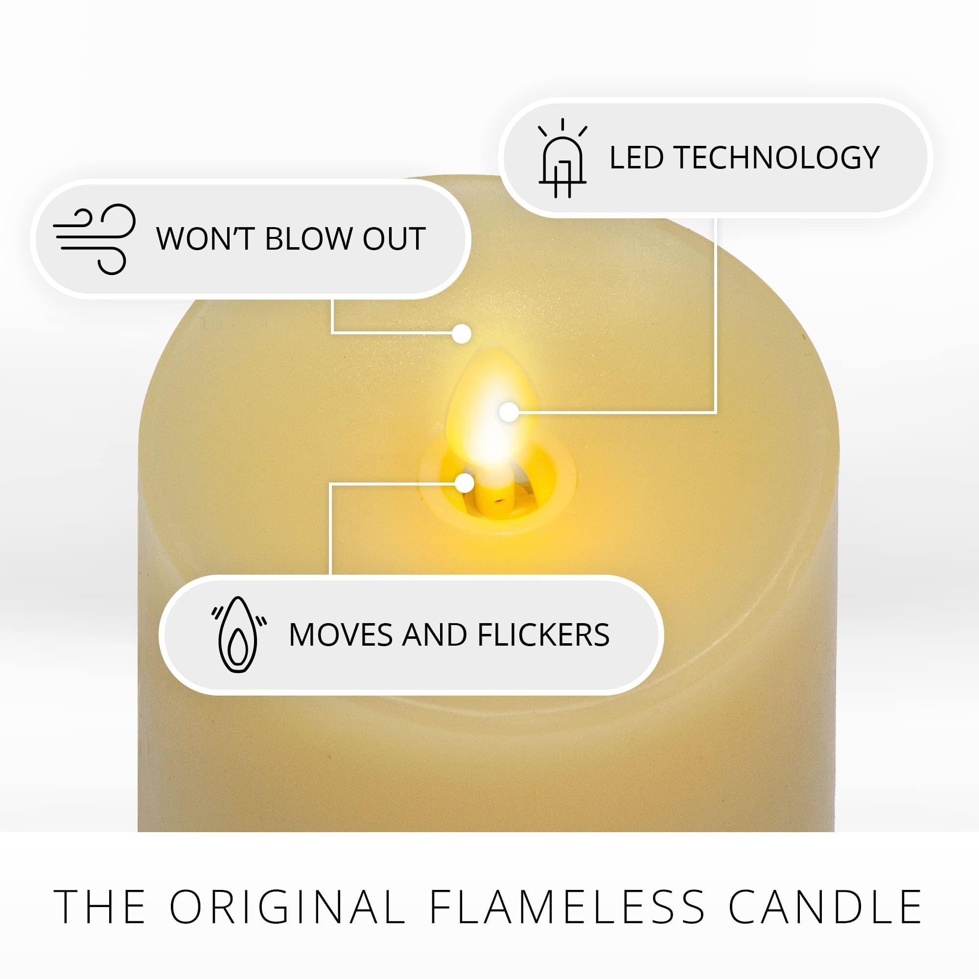Luminara Realistic Artificial Moving Flame Pillar Candle - LED Operated Lights - Unscented - Remote Ready - Ivory (7.6 Wide x 15.6 Tall Centimetre) - Image 4