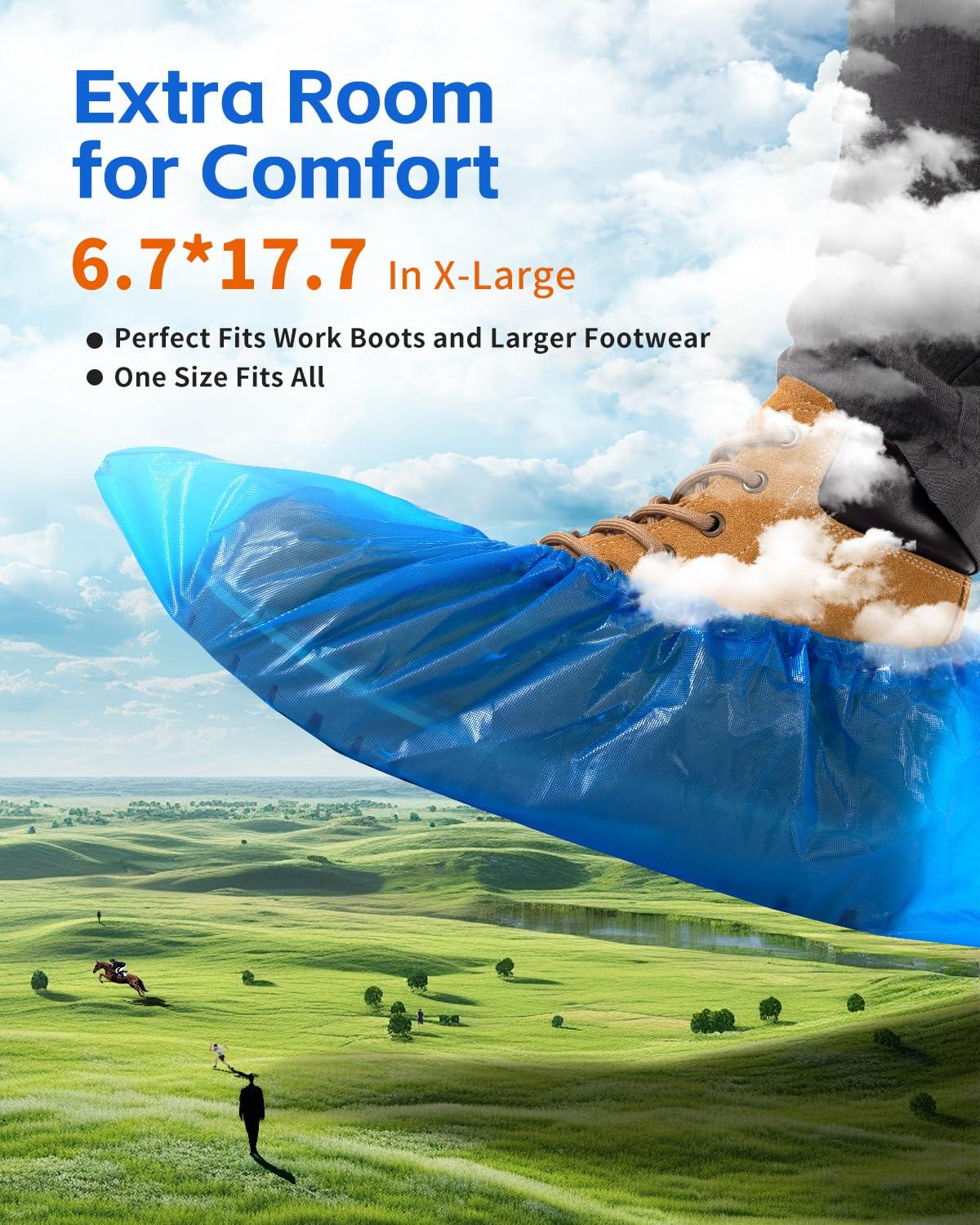 Buself Heavy Duty Disposable Shoe Covers, Extra Large 6.7x17.7 In, Thick 0.3 Oz, Waterproof Non-Slip Shoe Booties, 100 Pieces Boot Covers for Indoor/Outdoor Use, One Size Fits All - Image 4
