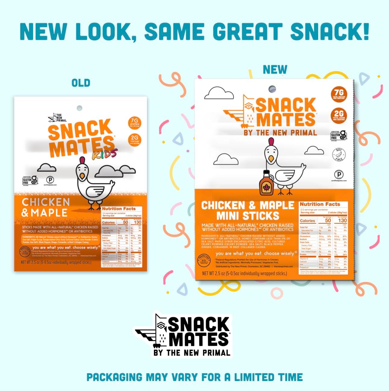 The New Primal Snack Mates Chicken & Maple Sticks, Gluten Free Healthy Snacks for Kids, Low Sugar High Protein Back to School Snacks, Mini Paleo Jerky Meat Stick, 7g Protein, 50 Calories, 40 Pack - Image 7