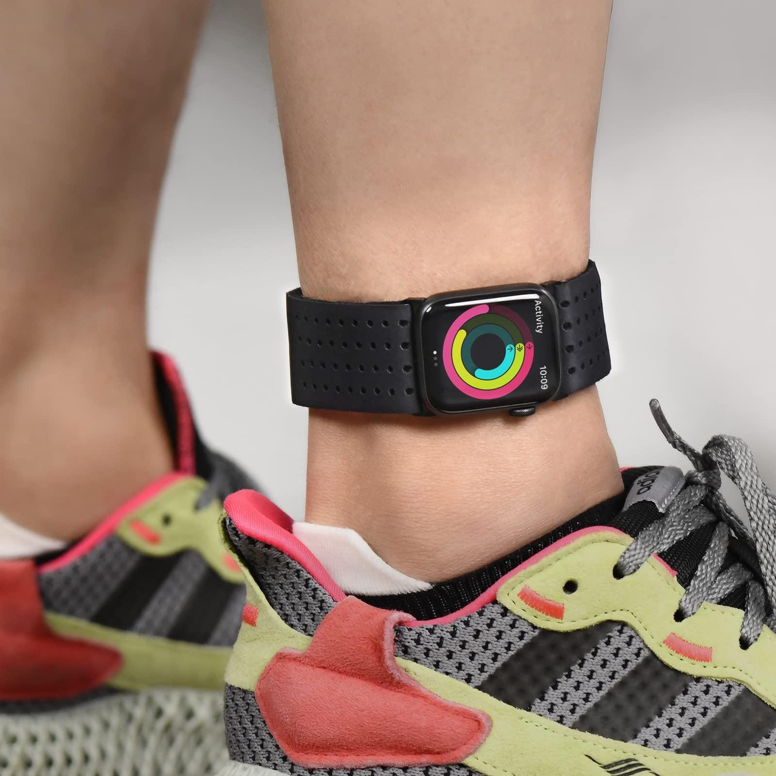 Tefeca Black Mesh Lycra Breathable Sport Loop Armband/Ankle Band Compatible with Apple Watch Ultra/Ultra2 49mm, Series 10 46mm, Series 9/8/7 45mm,SE2/SE/6/5/4 44mm - Image 5