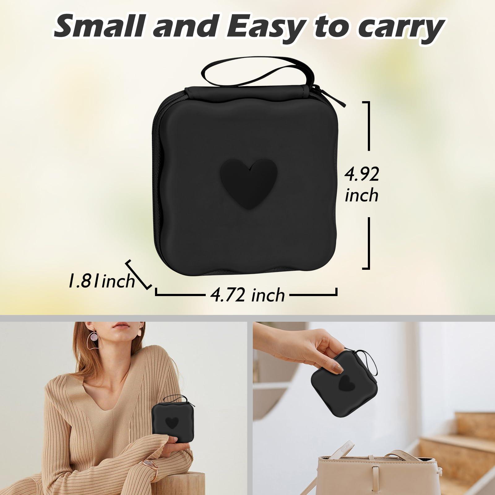 CameCosy DIY Phone Charger Case Storage Sets Cable Protector Earphone Wire Saver with Wave Travel Storage Bag, Cute Cable Charger Protector Cord Organizer for iPhone (Black Love Heart) - Image 5
