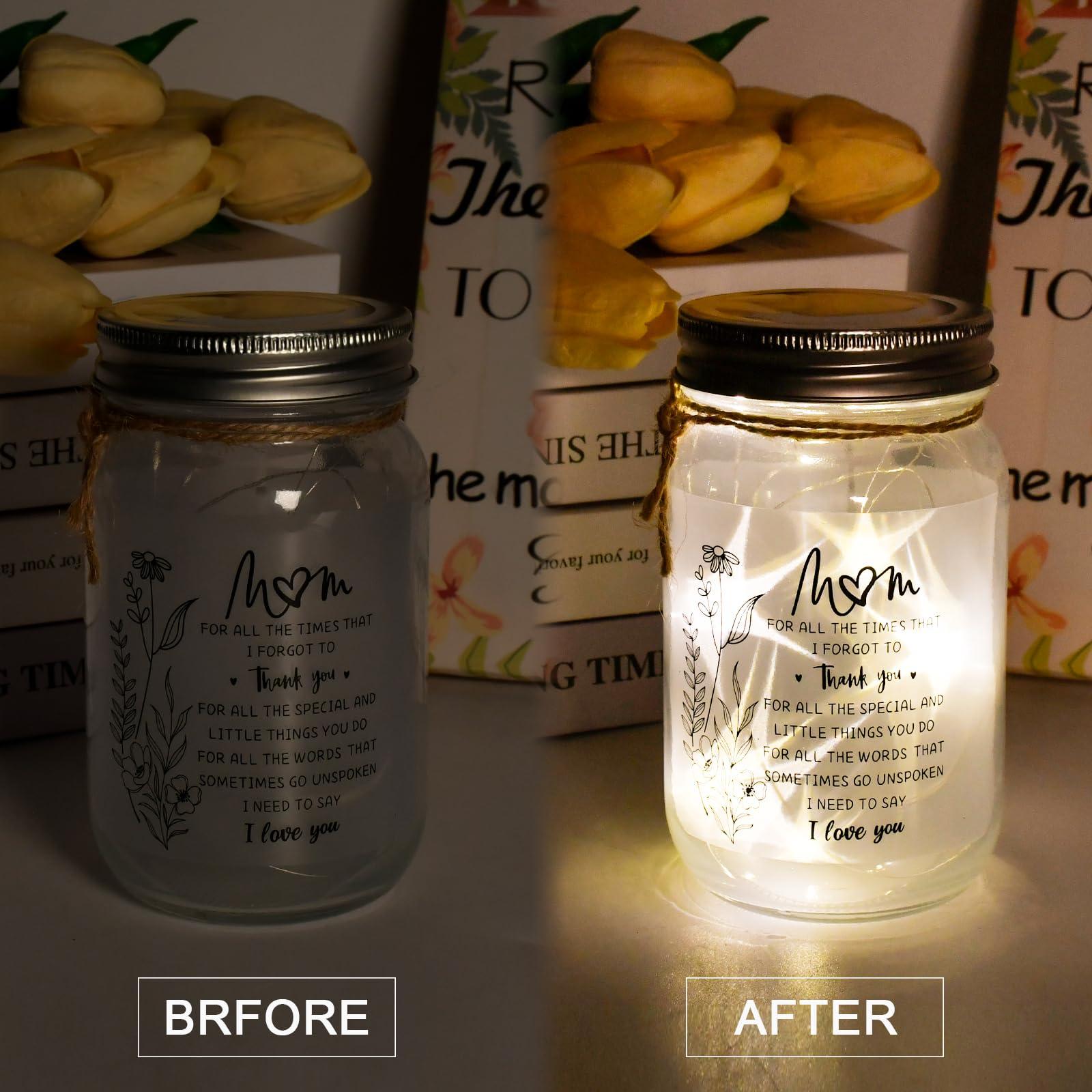 KUCHEY Birthday Gifts for Mom, Mason Jar Night Lights, Mothers Day Gifts for Mom from Daughter Son, Home Decorations Night - Image 5