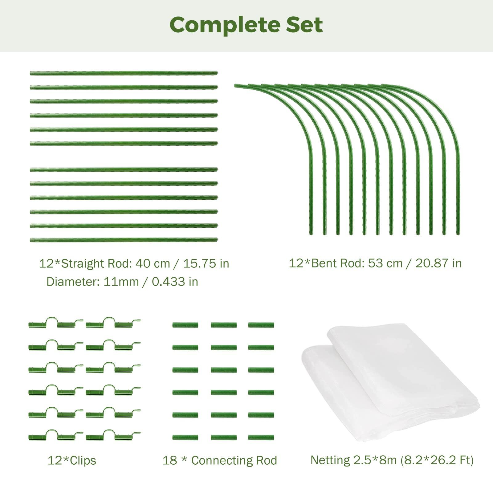 BEAMNOVA Garden Netting Mesh Greenhouse Hoops for Raised Beds Row Cover Barrier Support Frame Cover Climbing Plants Stakes with Clips for Outdoor Vegetable Tomato Vines DIY - Image 6
