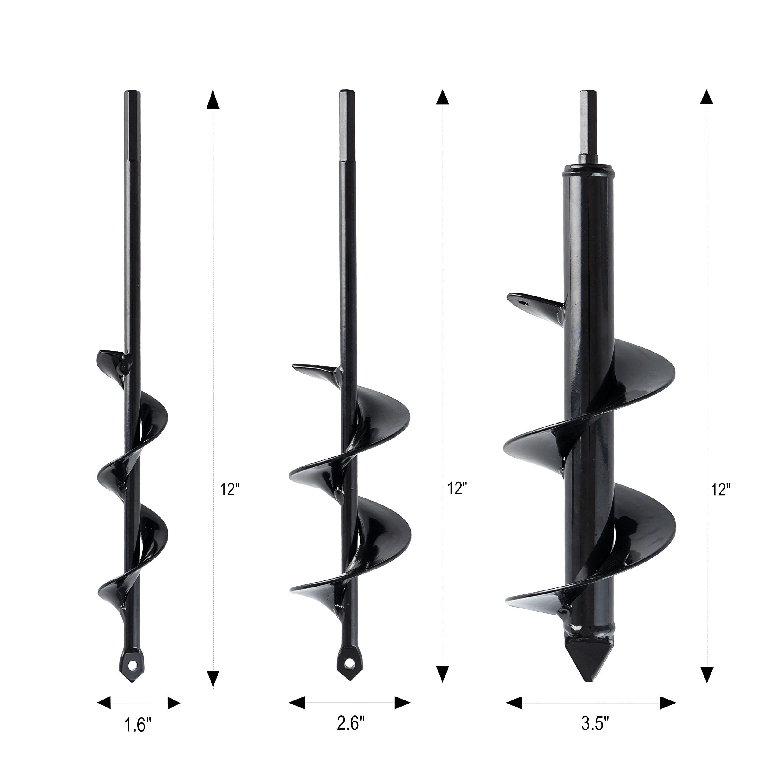 VASGOR Set 3 (1.6x12, 2.6x12, 3.5x12) Auger Drill Bit for Planting - Easy Planter Garden Auger - Bulb & Bedding Plant Augers - Posthole Digger for 3/8” Hex Drive Drill - Image 2