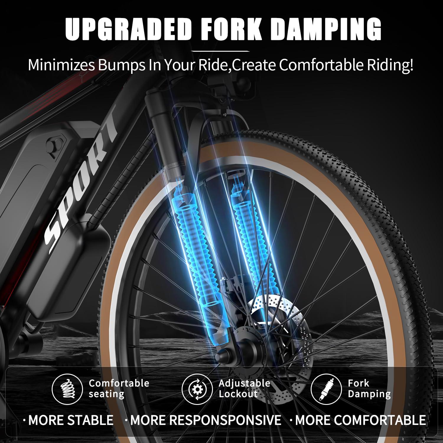 ASKGO G26 Electric Bike for Adults, 26" Electric Mountain Bike with 500W Peak Brushless Motor, Max 45Miles 25MPH Electric Bicycles, Removable Battery, Ebike for Adults 21-Speed Front Suspension - Image 3