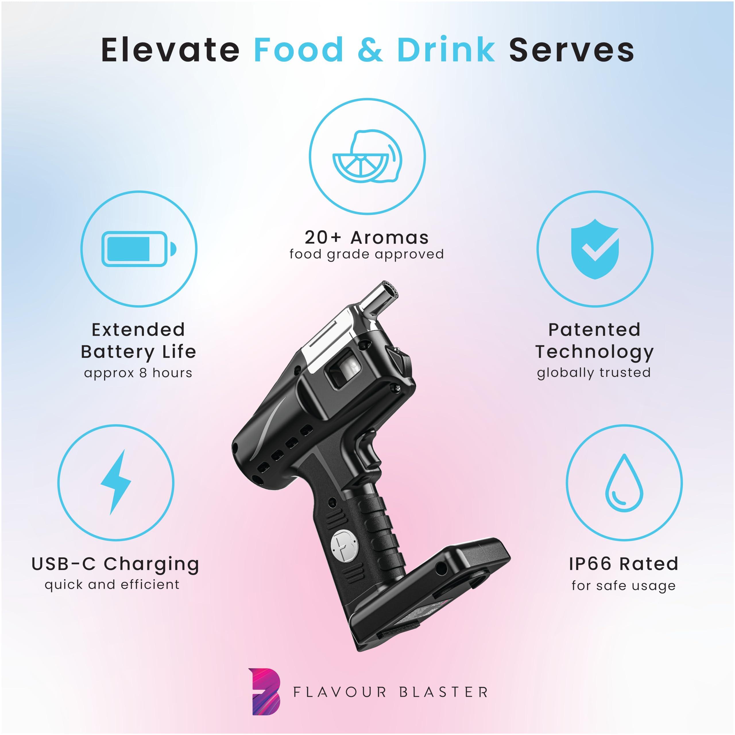 Flavour Blaster Cocktail Bubble & Smoke Gun Kit | Smoking Cocktail Machine, Edible Bubbles & Aroma | Smoke Bubble Gun for Elevating Drinks & Food with Flavor-Rich Clouds | Cocktail Gift Sets | Black - Image 6